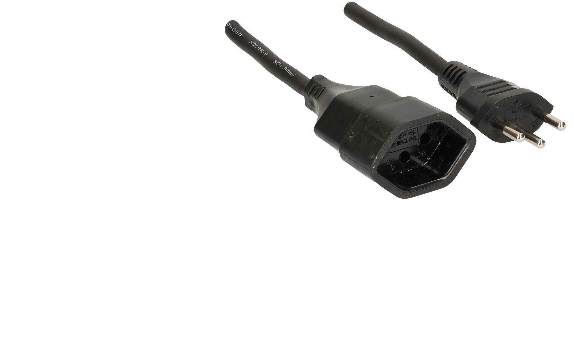 Max Hauri AG Max Hauri Verlängerungskabel, T12–T13, 5 m, 1 mm², angespritzt – schwarz