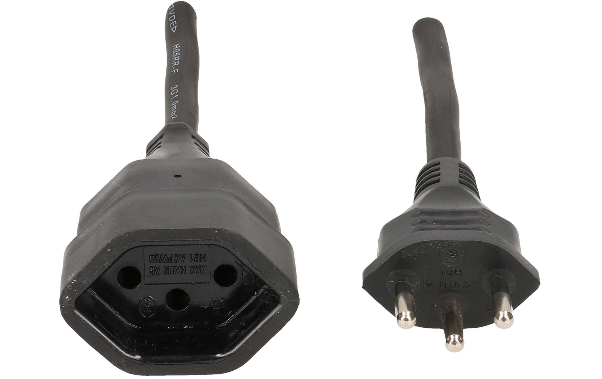 Max Hauri AG Max Hauri Verlängerungskabel, T12–T13, 5 m, 1 mm², angespritzt – schwarz