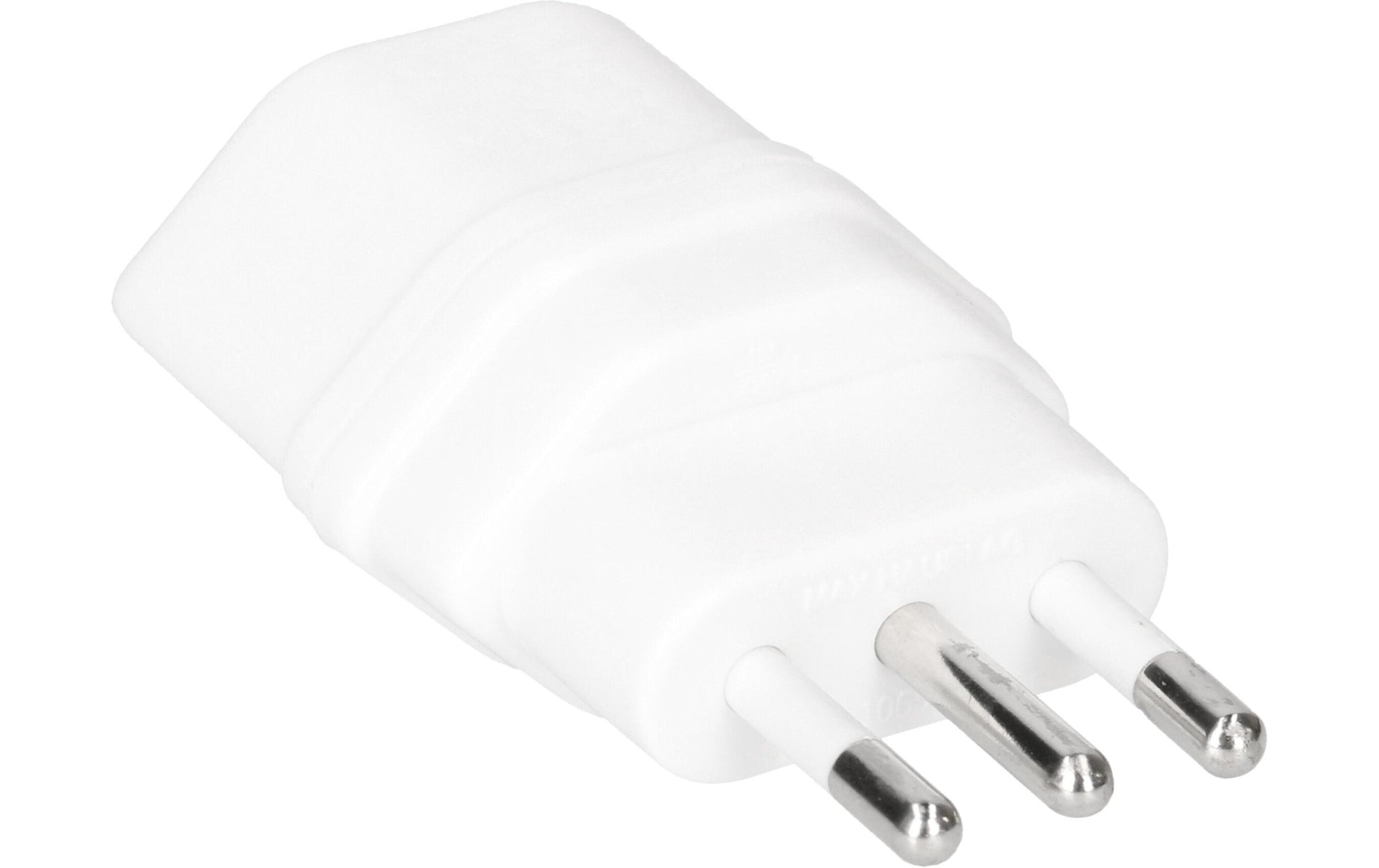 Max Hauri AG Reiseadapter – von Typ L (IT) zu T13 (EU) – geerdet – 45×25×70 mm – weiss – Kunststoff