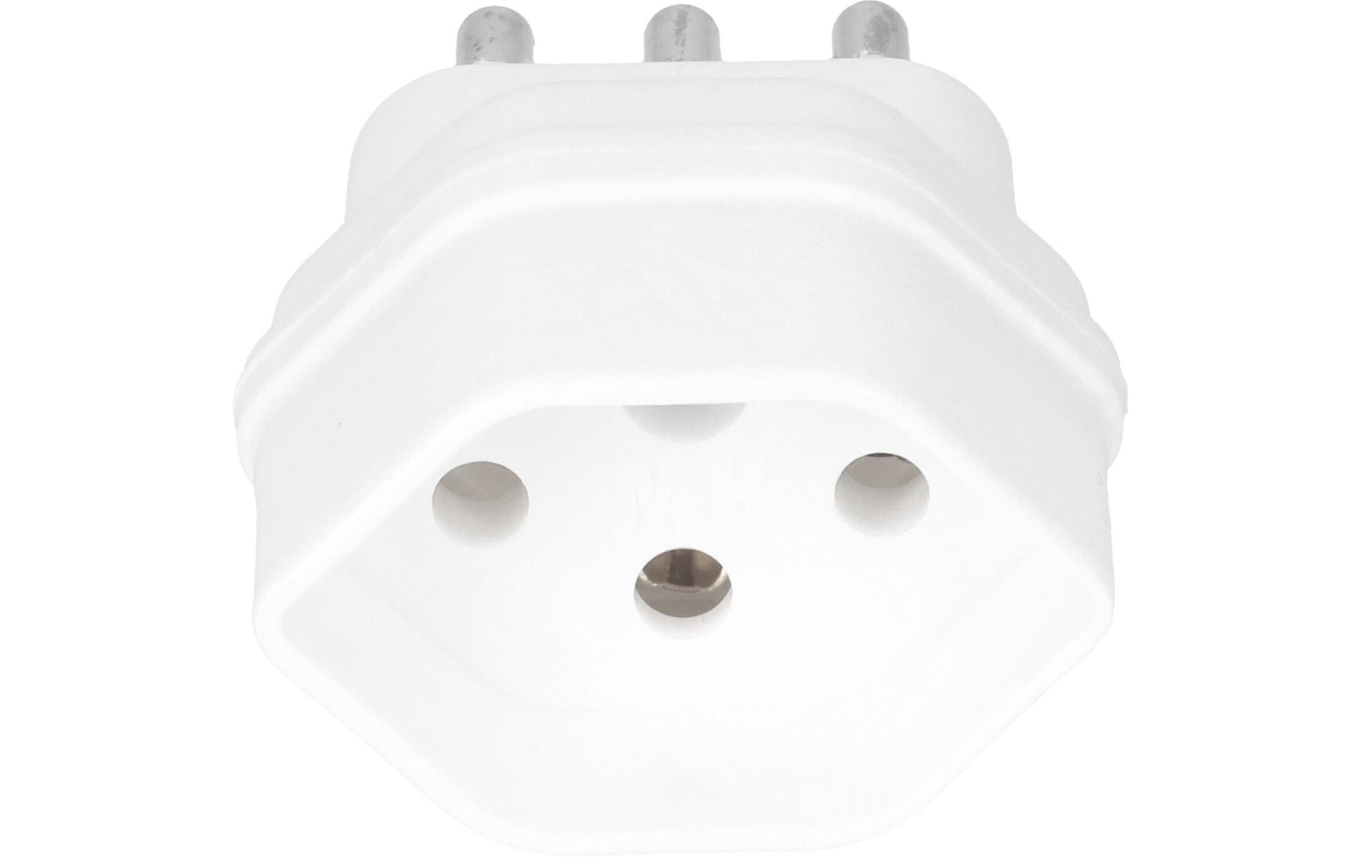 Max Hauri AG Reiseadapter – von Typ L (IT) zu T13 (EU) – geerdet – 45×25×70 mm – weiss – Kunststoff