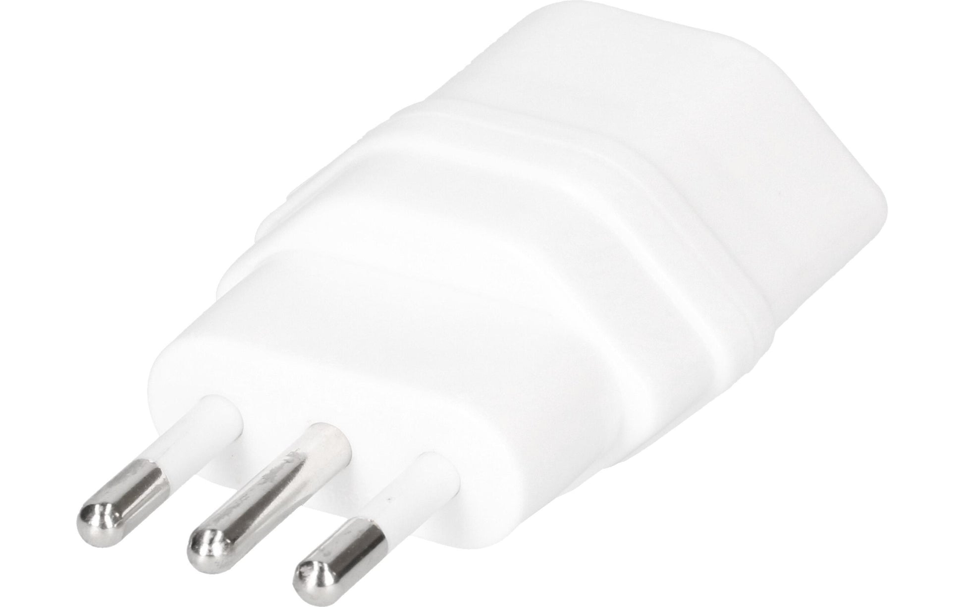Max Hauri AG Reiseadapter – von Typ L (IT) zu T13 (EU) – geerdet – 45×25×70 mm – weiss – Kunststoff