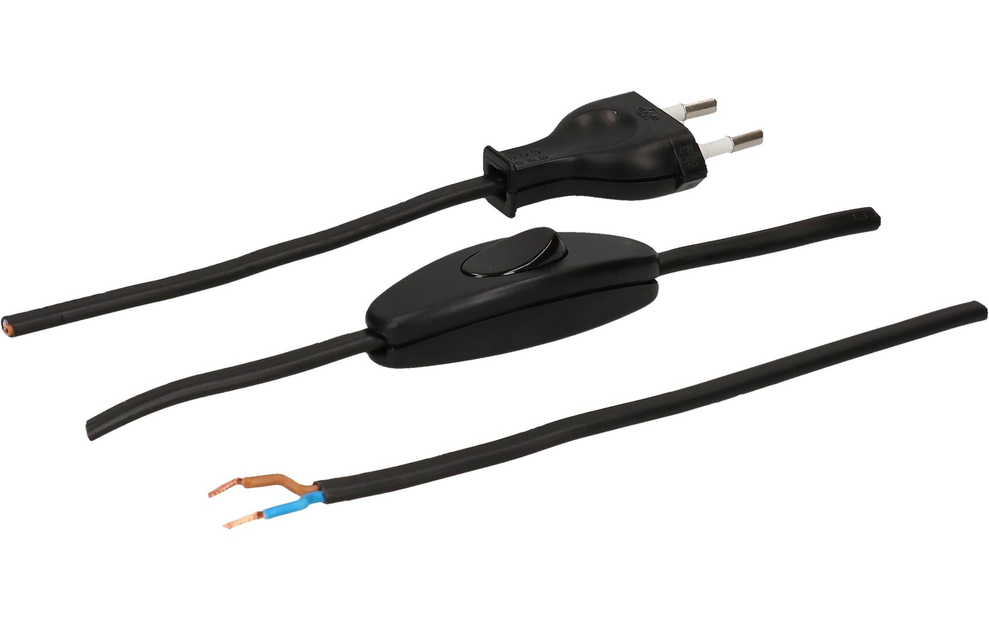 Max Hauri AG Max Hauri Netzkabel – offen–T26, 2 m, H03VVH2-F, 2×0,75 mm², Schwarz