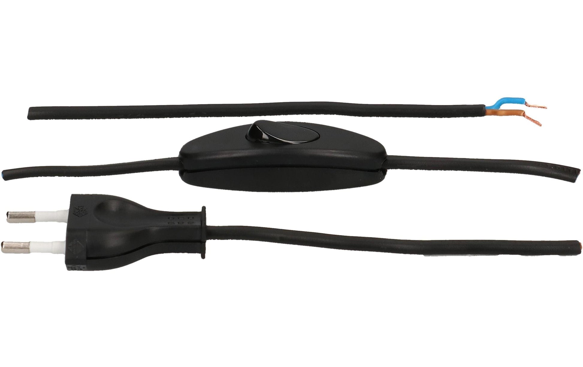 Max Hauri AG Max Hauri Netzkabel – offen–T26, 2 m, H03VVH2-F, 2×0,75 mm², Schwarz