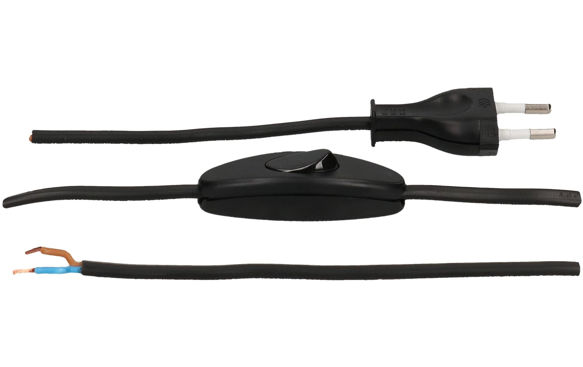 Max Hauri AG Max Hauri Netzkabel – offen–T26, 2 m, H03VVH2-F, 2×0,75 mm², Schwarz