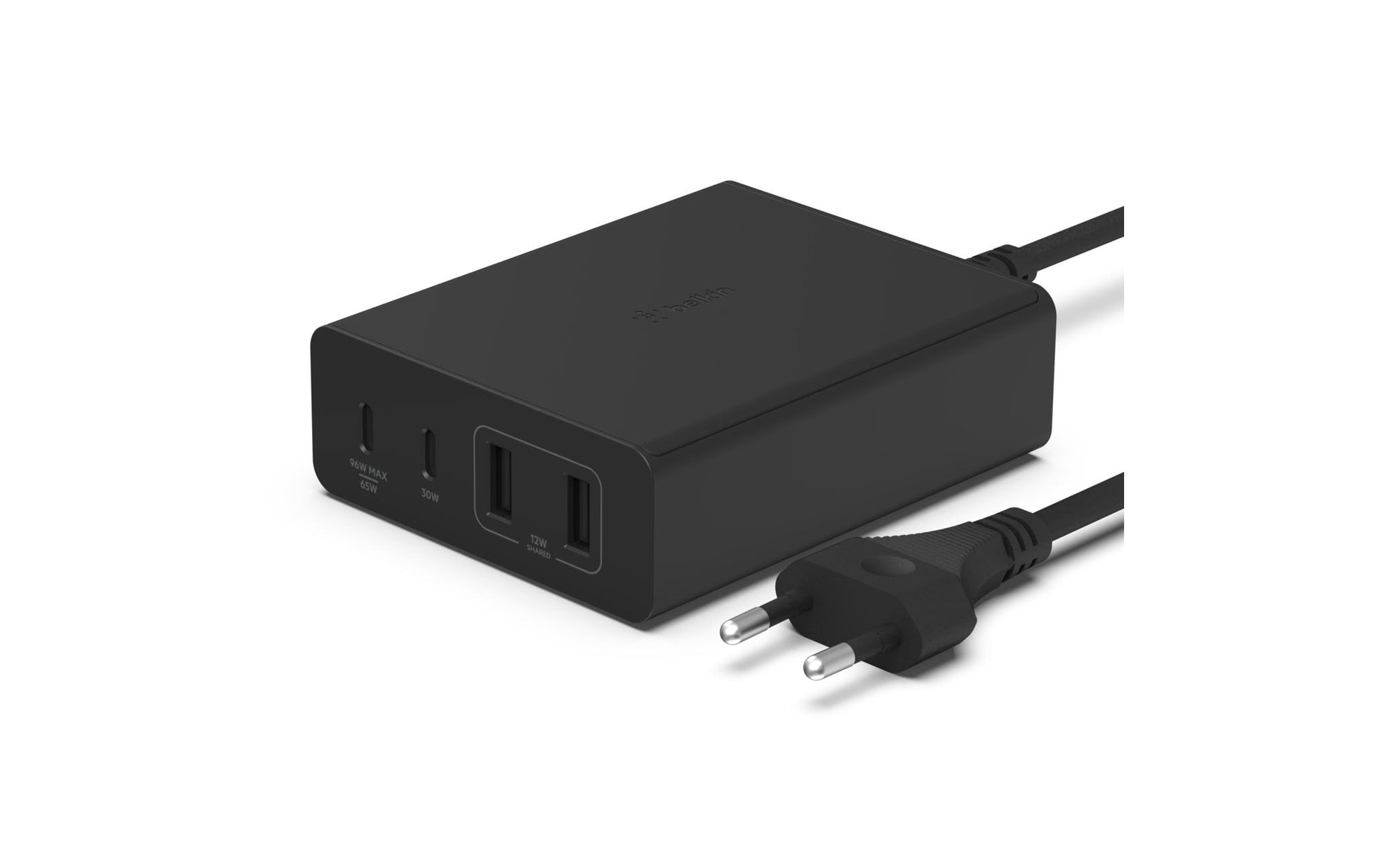 Belkin Ladegerät – 108 W, 2× USB-C + 2× USB-A, GaN, mit 2 m Netzkabel