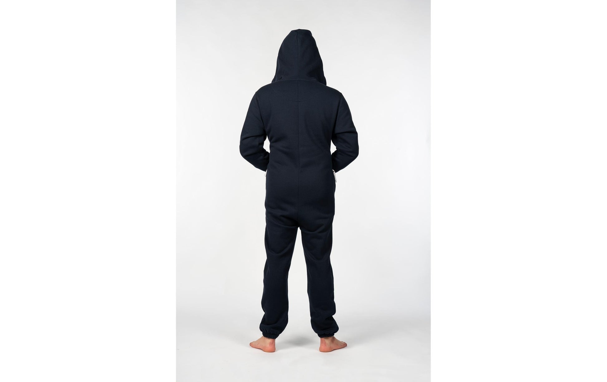Switcher Jumpsuit – langarm, Reissverschluss, Känguru- + 2 Seitentaschen – Grösse L, dunkelblau, Baumwolle