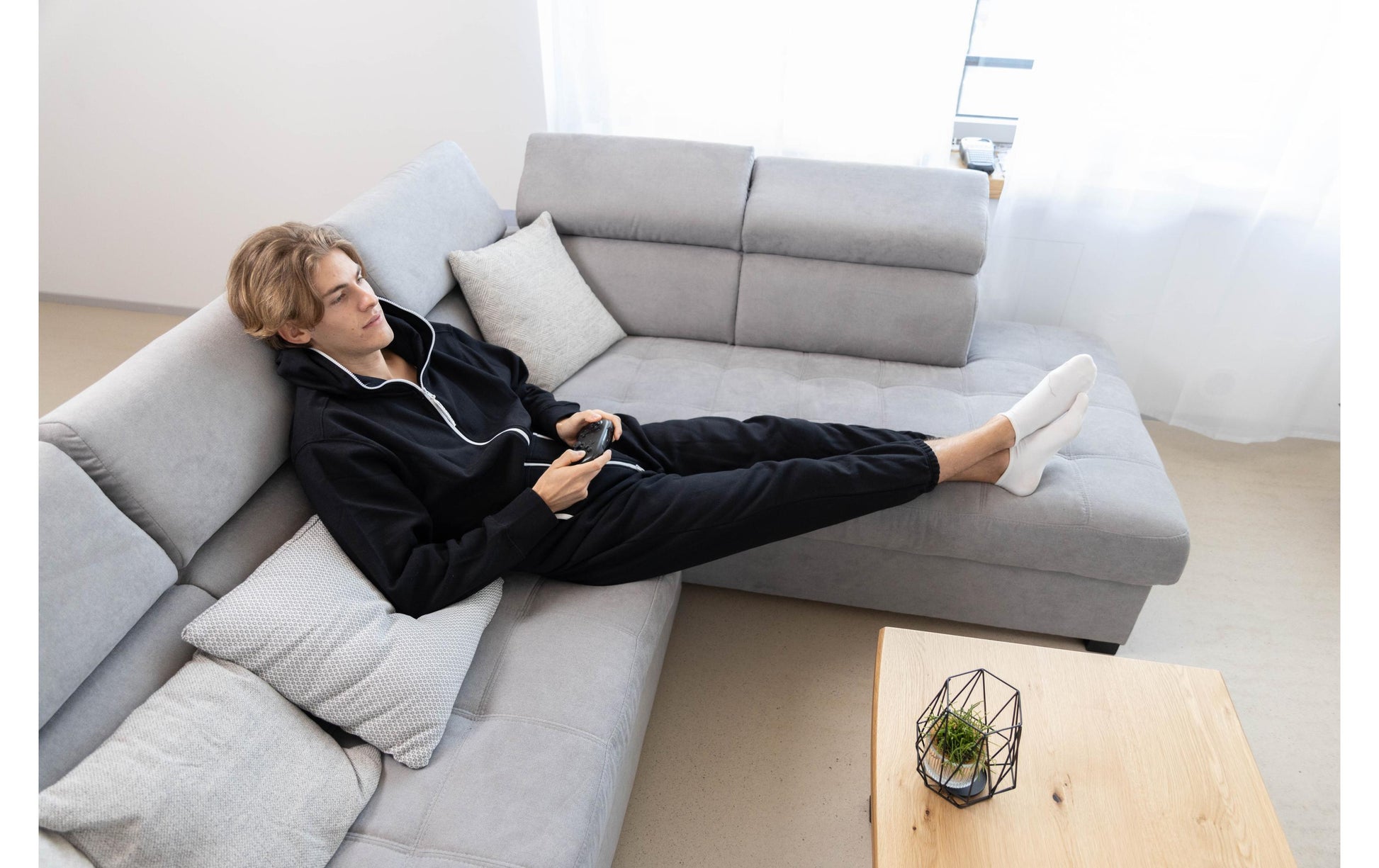 Switcher Jumpsuit – langarm, Reissverschluss, Känguru- + 2 Seitentaschen – Grösse L, dunkelblau, Baumwolle
