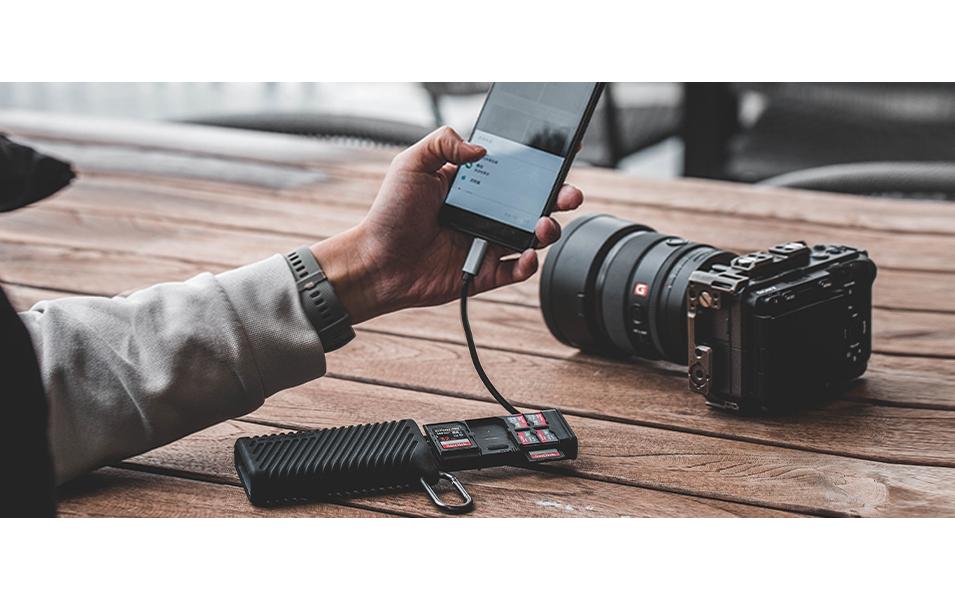 PGYTECH P-GM-163 Kartenleser – SD, microSD – USB-C 3.2 Gen 1 – für Kameras, Smartphones, Drohnen und mehr