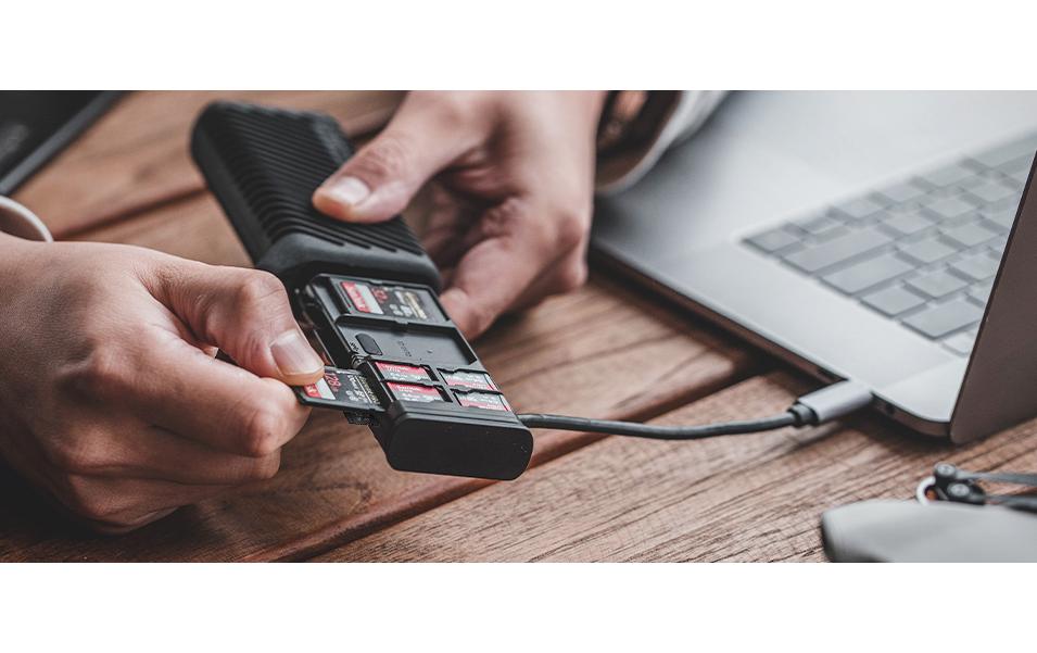 PGYTECH P-GM-163 Kartenleser – SD, microSD – USB-C 3.2 Gen 1 – für Kameras, Smartphones, Drohnen und mehr