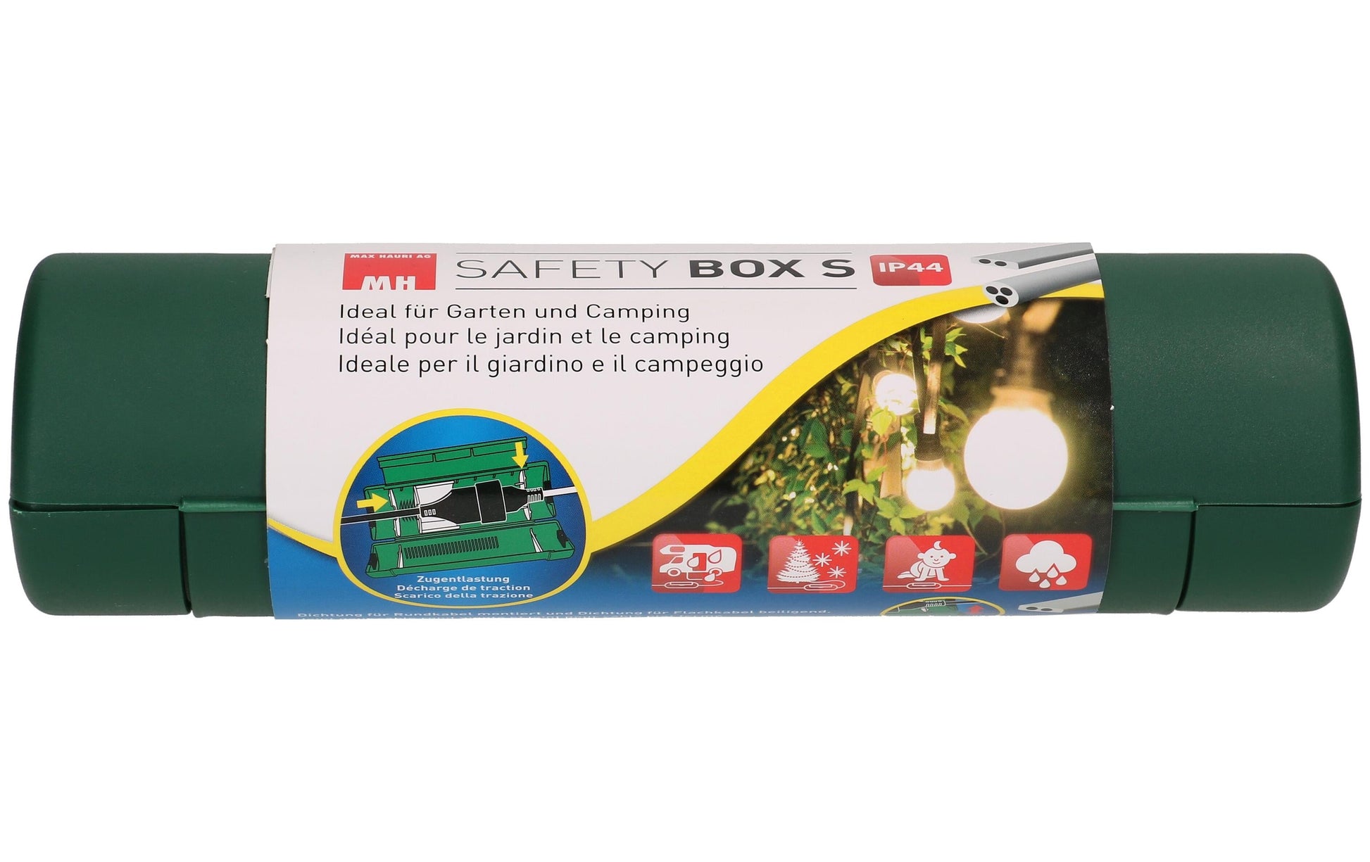 Max Hauri AG Max Hauri Safety Box S Aussen-Kabelbox, 200×64×52 mm, IP44, Aussenbereich – Grün