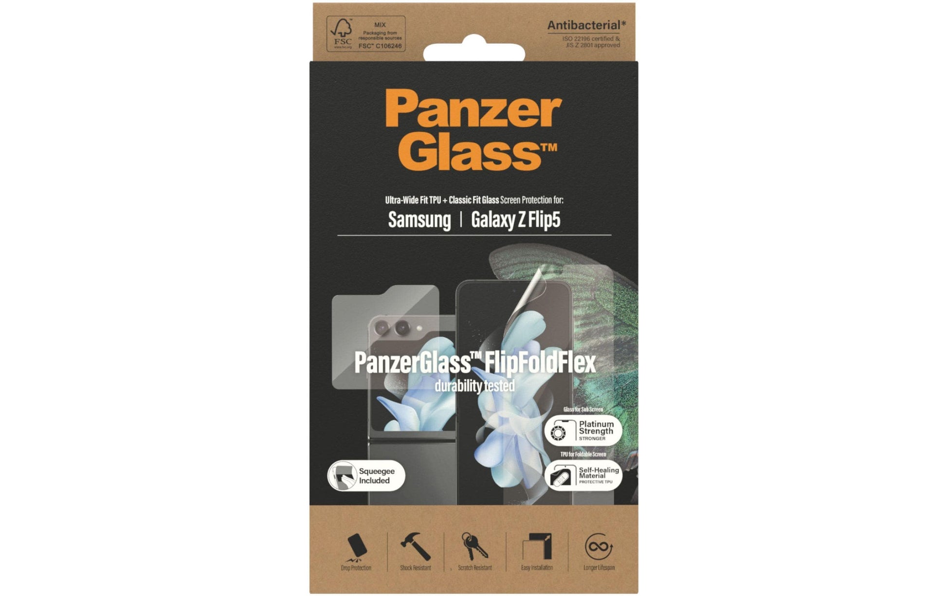PanzerGlass Displayschutzfolie – für Samsung Galaxy Z Flip5 – Ultra-Weit Passform, Kratzresistent, Fettabweisend