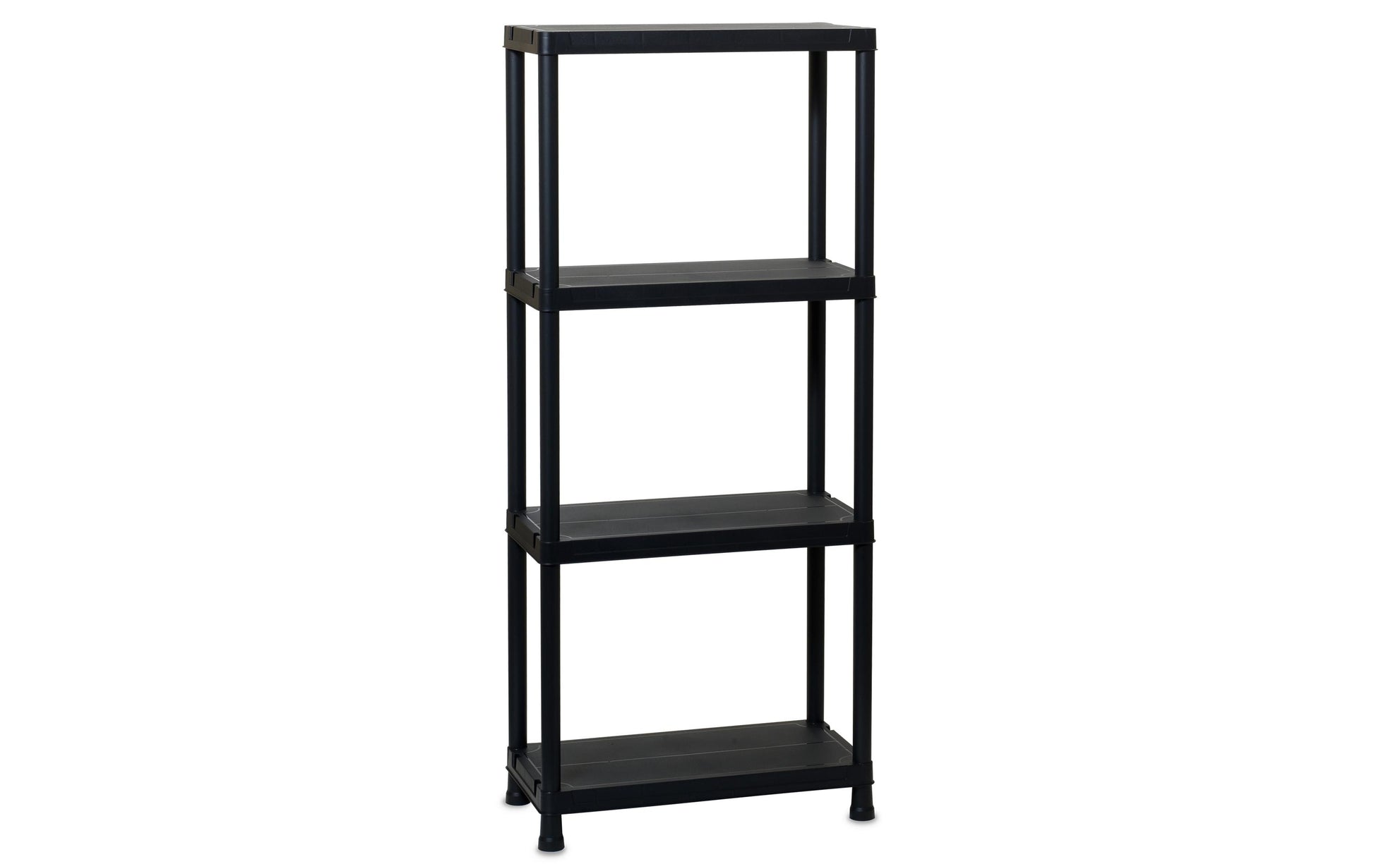 Toomax Eckregal, UNIVERSAL 63 – freistehend – 4 Böden – 60 × 30 × 138 cm – 25 kg/Boden – schwarz – Kunststoff