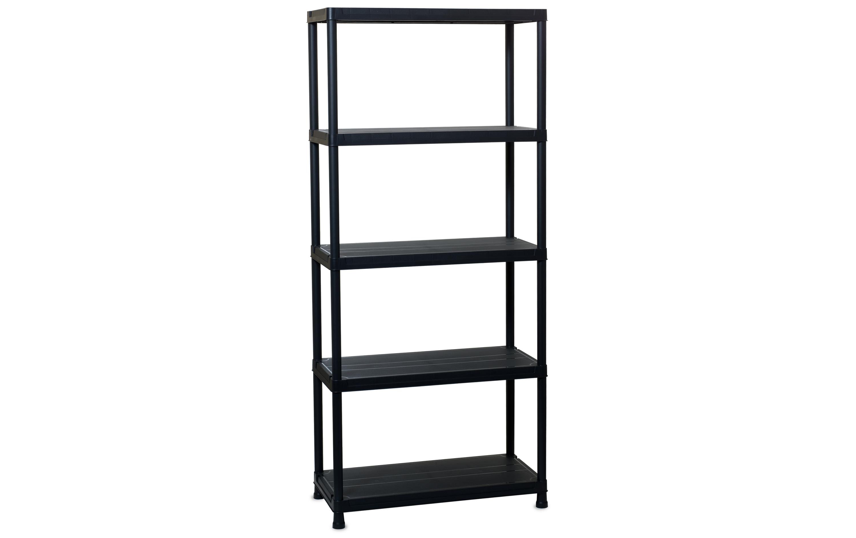 Toomax Regal – Kunststoff, Schwarz, 80 × 180 × 40 cm, 5 Tablare, 50 kg Traglast pro Tablar