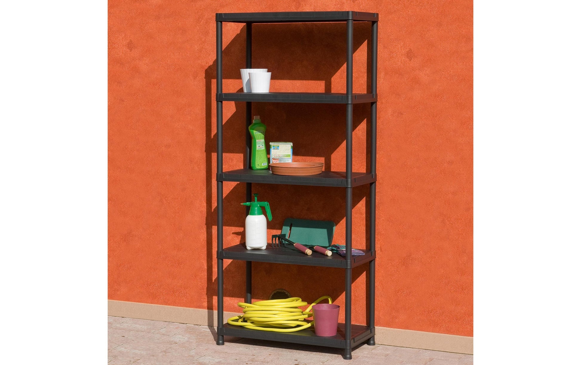 Toomax Regal – Kunststoff, Schwarz, 80 × 180 × 40 cm, 5 Tablare, 50 kg Traglast pro Tablar