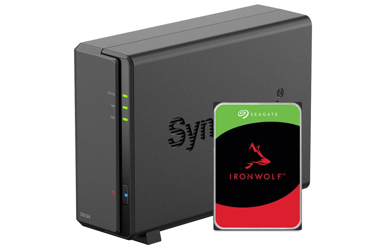 Synology DS124 – 1-Bay Desktop NAS – Realtek RTD1619B, 1 GB RAM, 1GbE, DSM, 6 TB HDD vorinstalliert