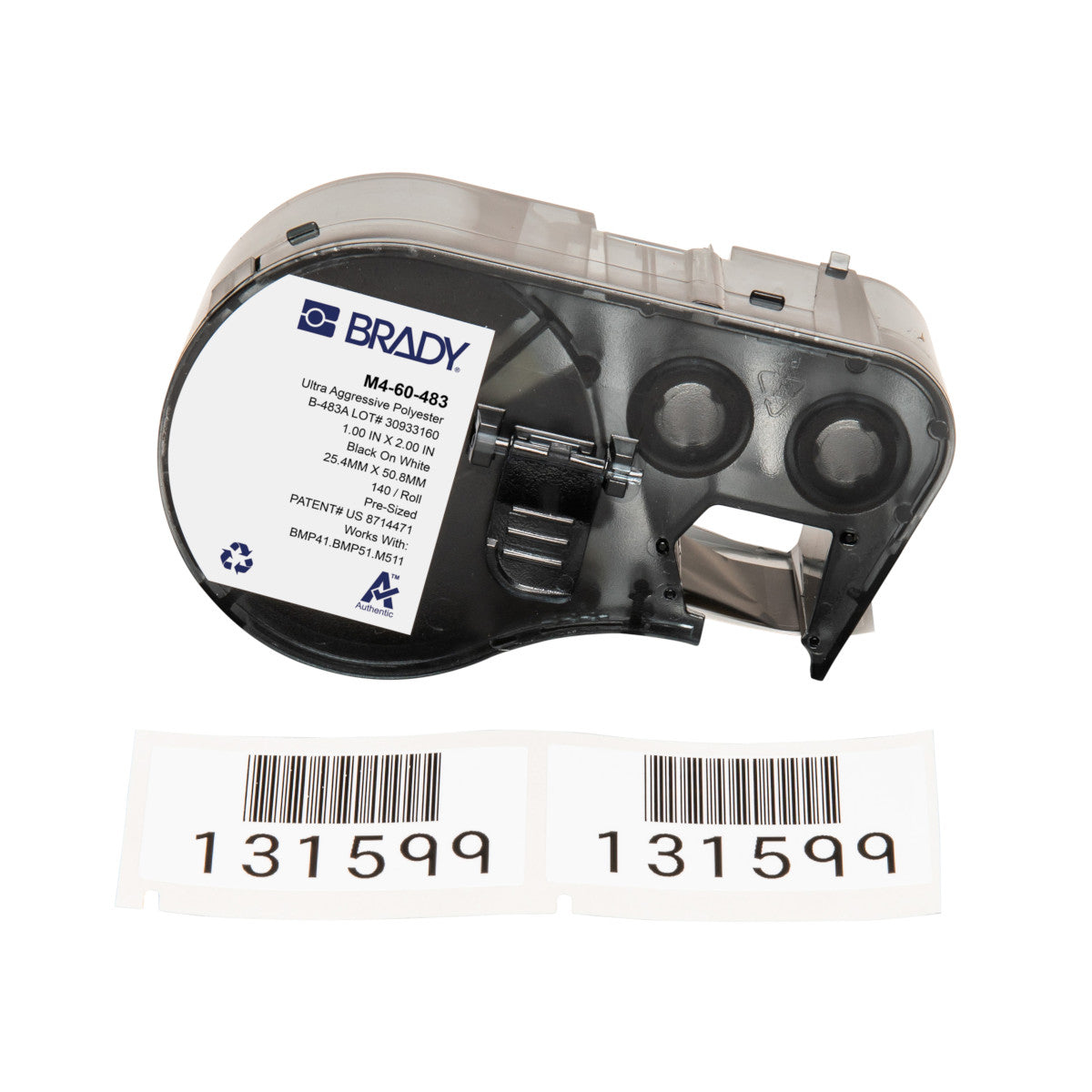 Brady Etiketten (Rolle) 25 × 51 mm – Polyester – permanent haftend – Thermotransfer – für Brady BMP-Drucker