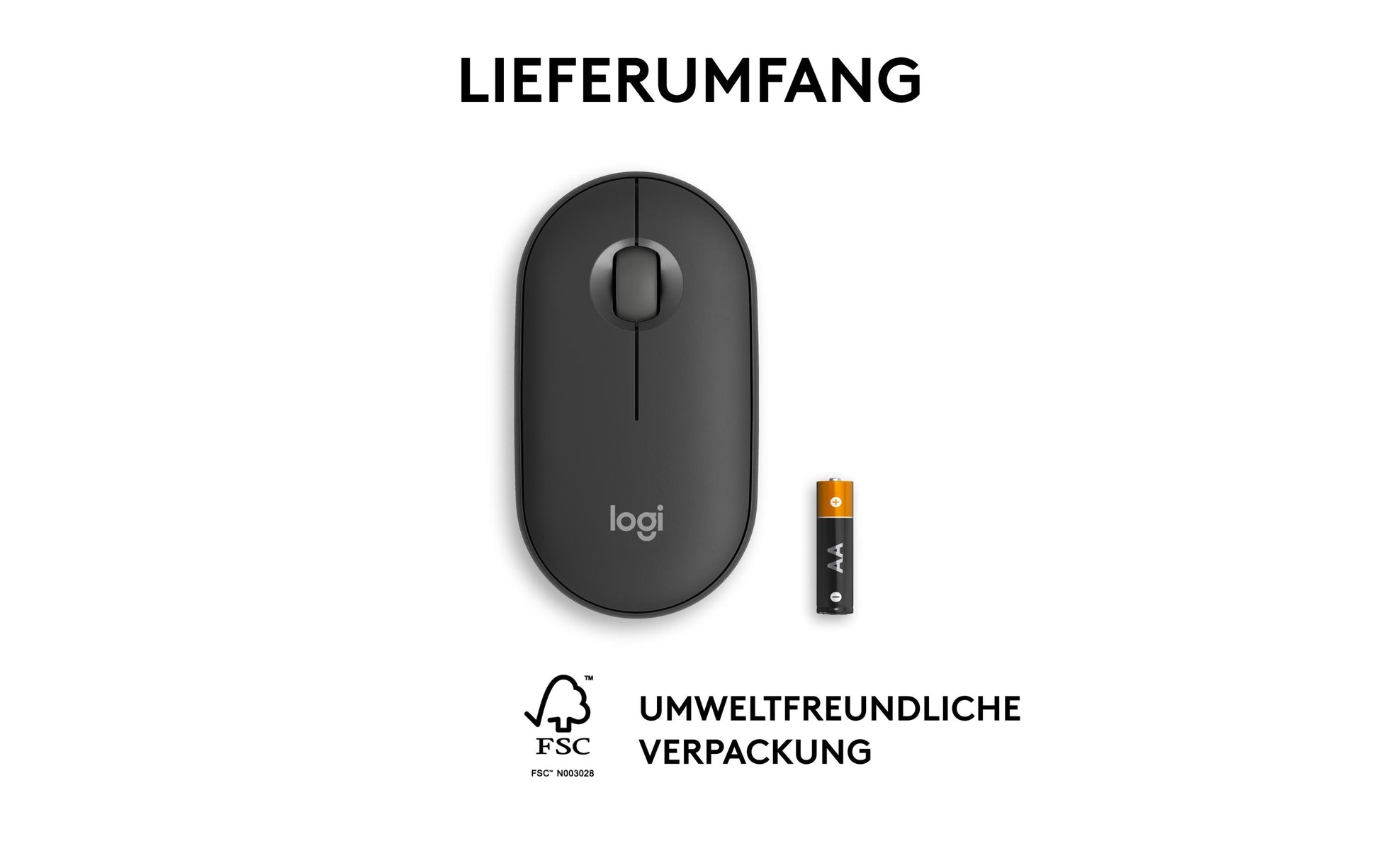 Logitech Pebble M350s Maus – kabellos, Bluetooth, Graphit