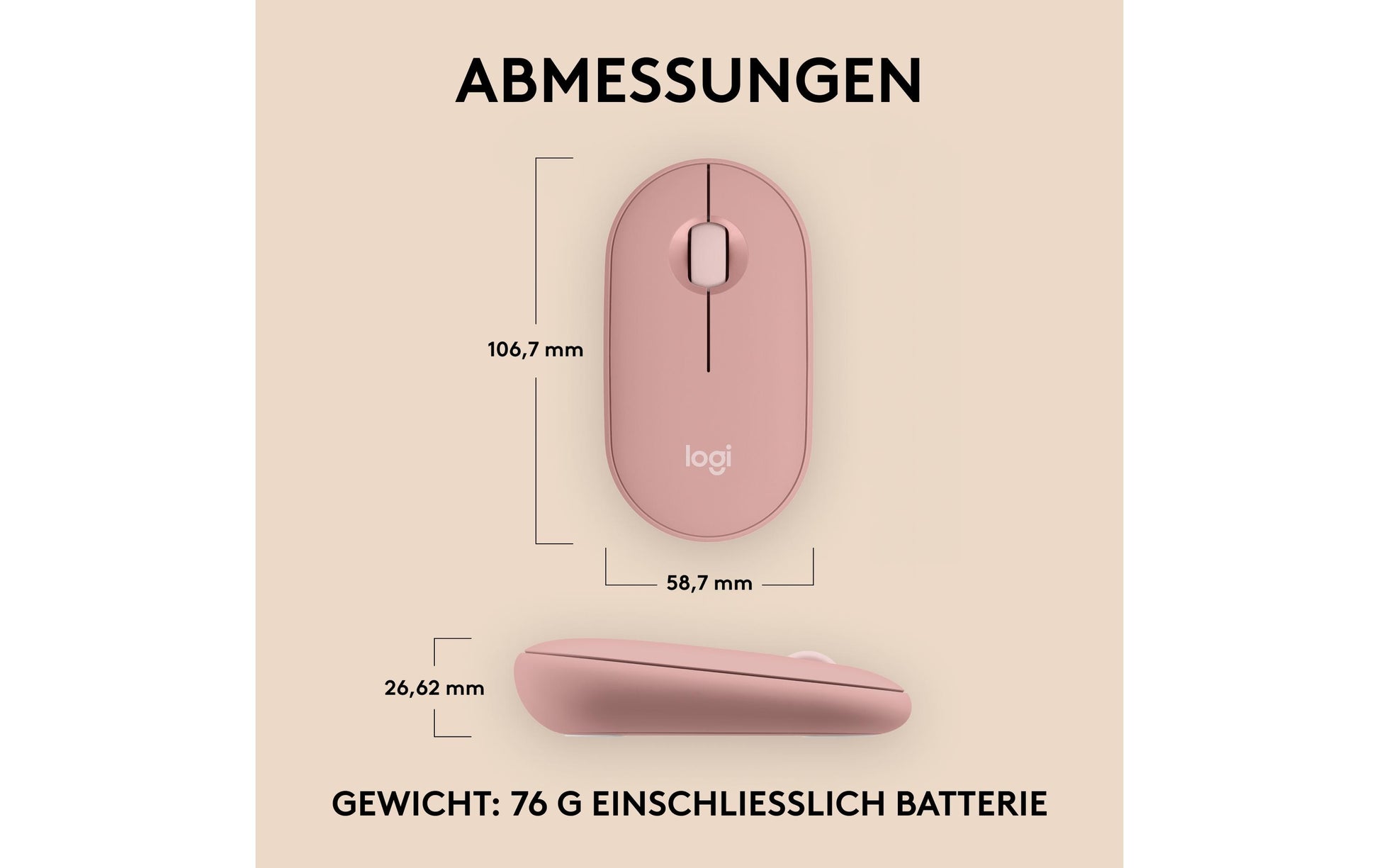 Logitech Pebble M350S Tonal Rose Maus – kabellos, Bluetooth, rosa