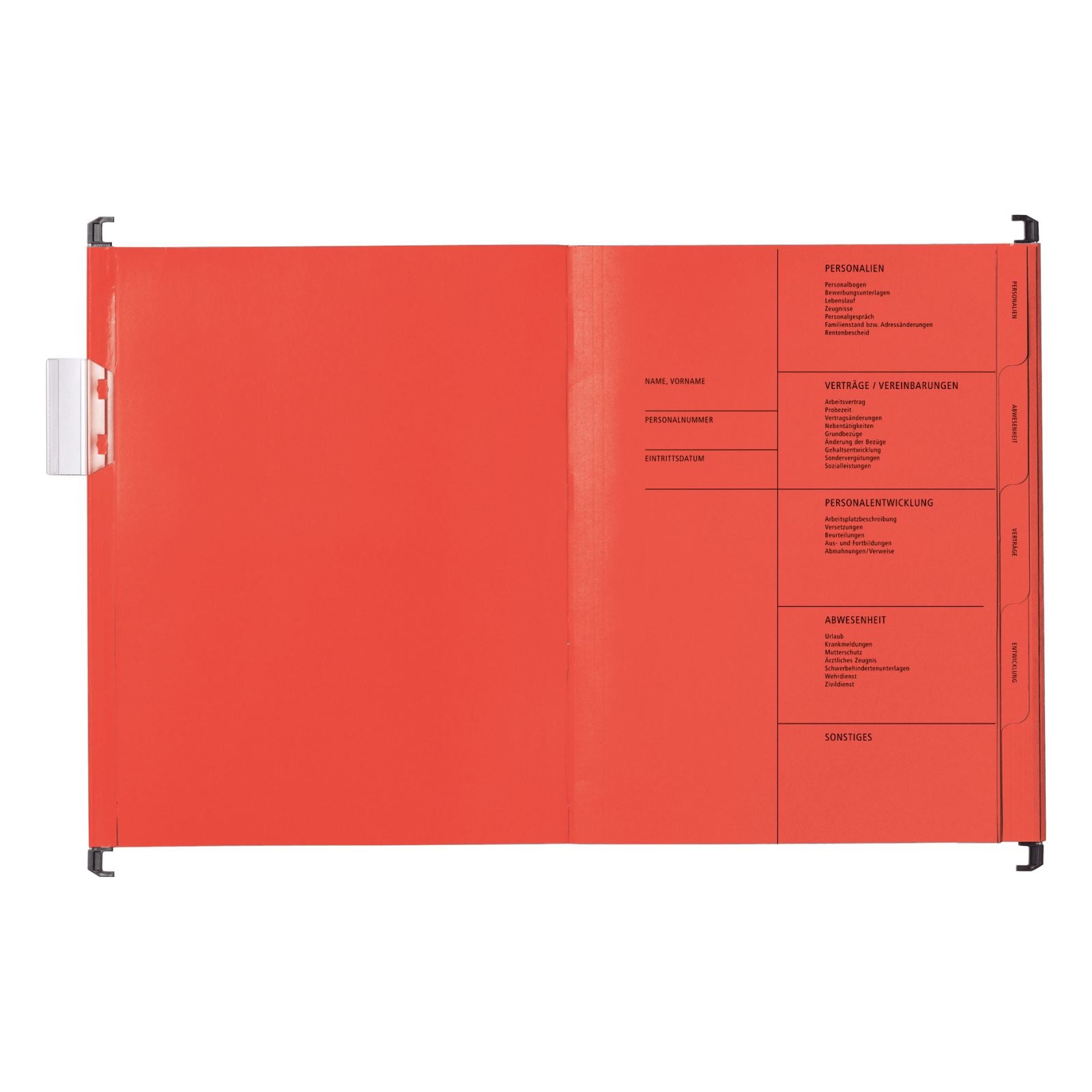 Pagna Hängeordner für A4 – Karton, Rot, 345 × 245 mm, mit Vordruck