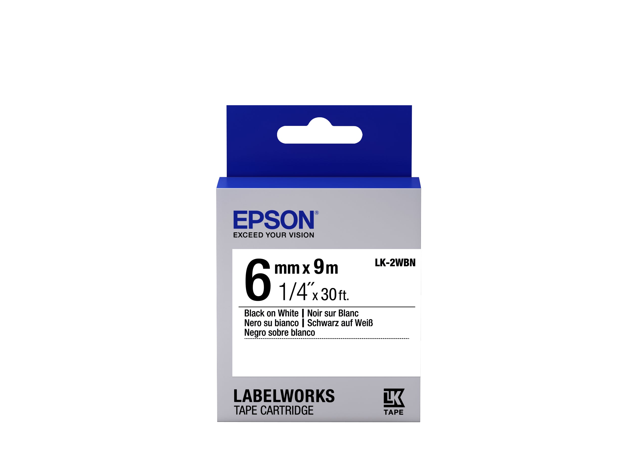 Epson Schriftband – Weiss, Schwarz, STD – LK-2WBN