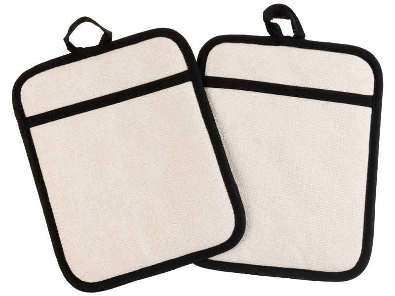 FTM Topflappen 18,5 × 23 cm, Leinen, Beige, 2 Stk.