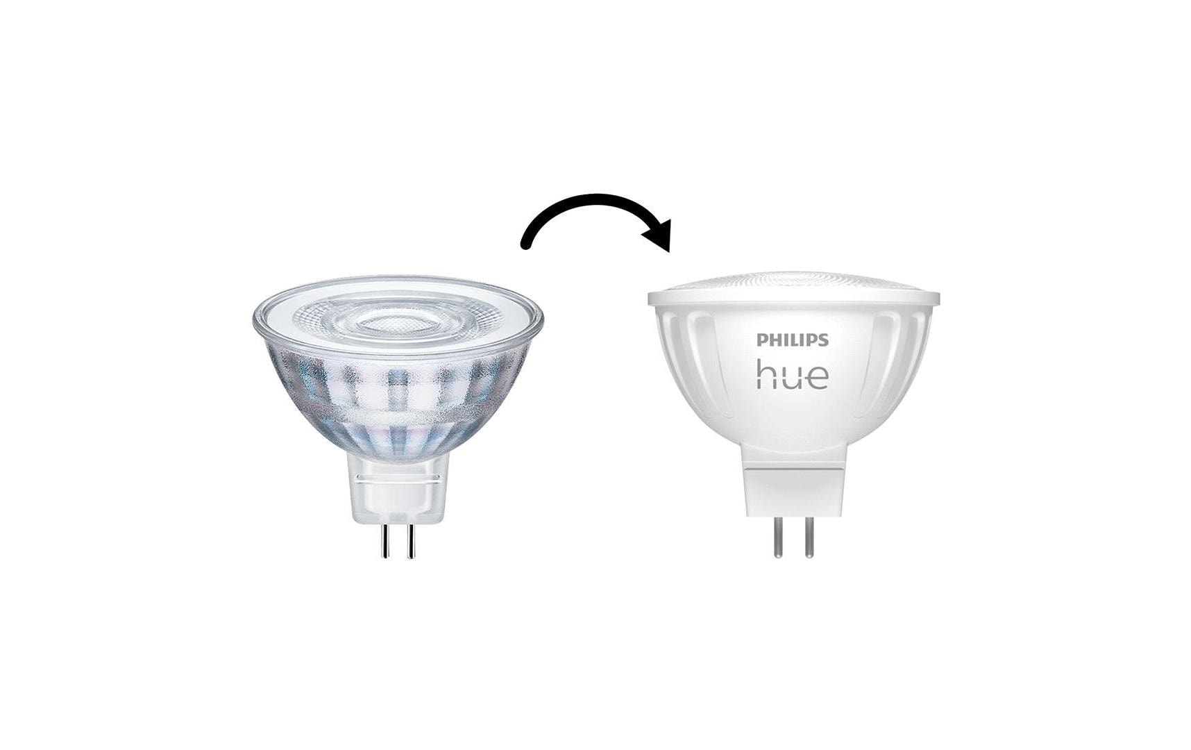 Philips Hue Smart-Leuchtmittel GU5.3 MR16 – 2000–6500 K, 400 lm, 5,1 W, Zigbee – für Philips Hue – 2 Stk.