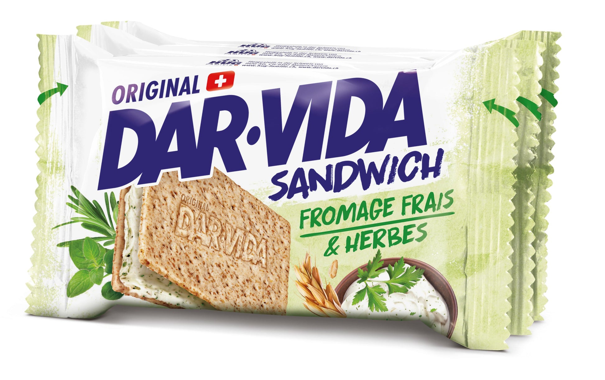 DAR-VIDA Crackers Sandwich – Frischkäse & Kräuter, 3 × 65 g (195 g)
