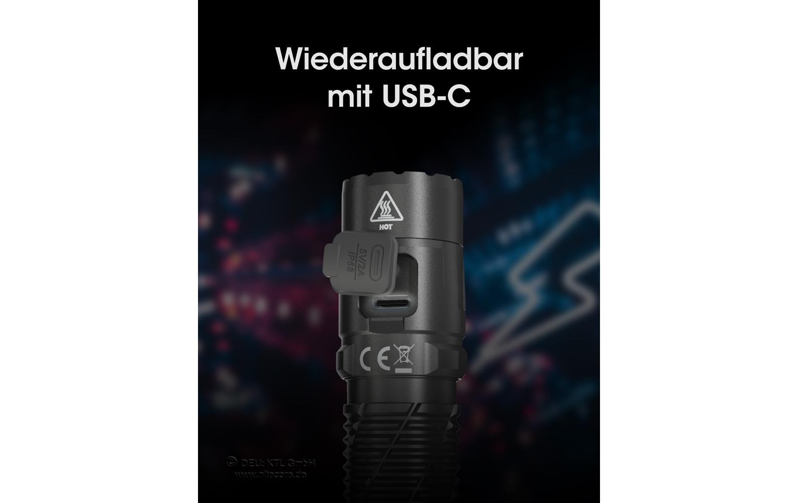 Nitecore Taschenlampe MH12 Pro – 3300 lm, 505 m, IP68, USB, Akku 5300 mAh – Schwarz
