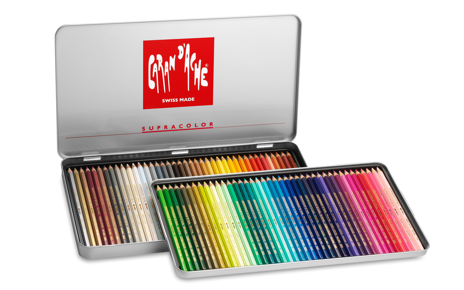 Caran d-Ache Caran d'Ache Aquarellfarbstifte Supracolor Soft – 80 Farben, im Metalletui, Ø 3,8 mm, FSC