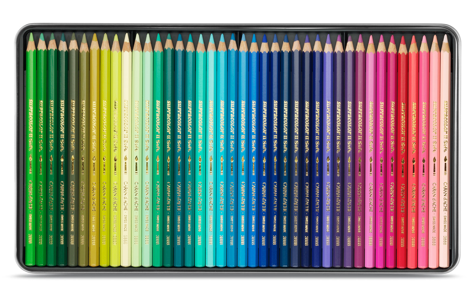 Caran d-Ache Caran d'Ache Aquarellfarbstifte Supracolor Soft – 80 Farben, im Metalletui, Ø 3,8 mm, FSC