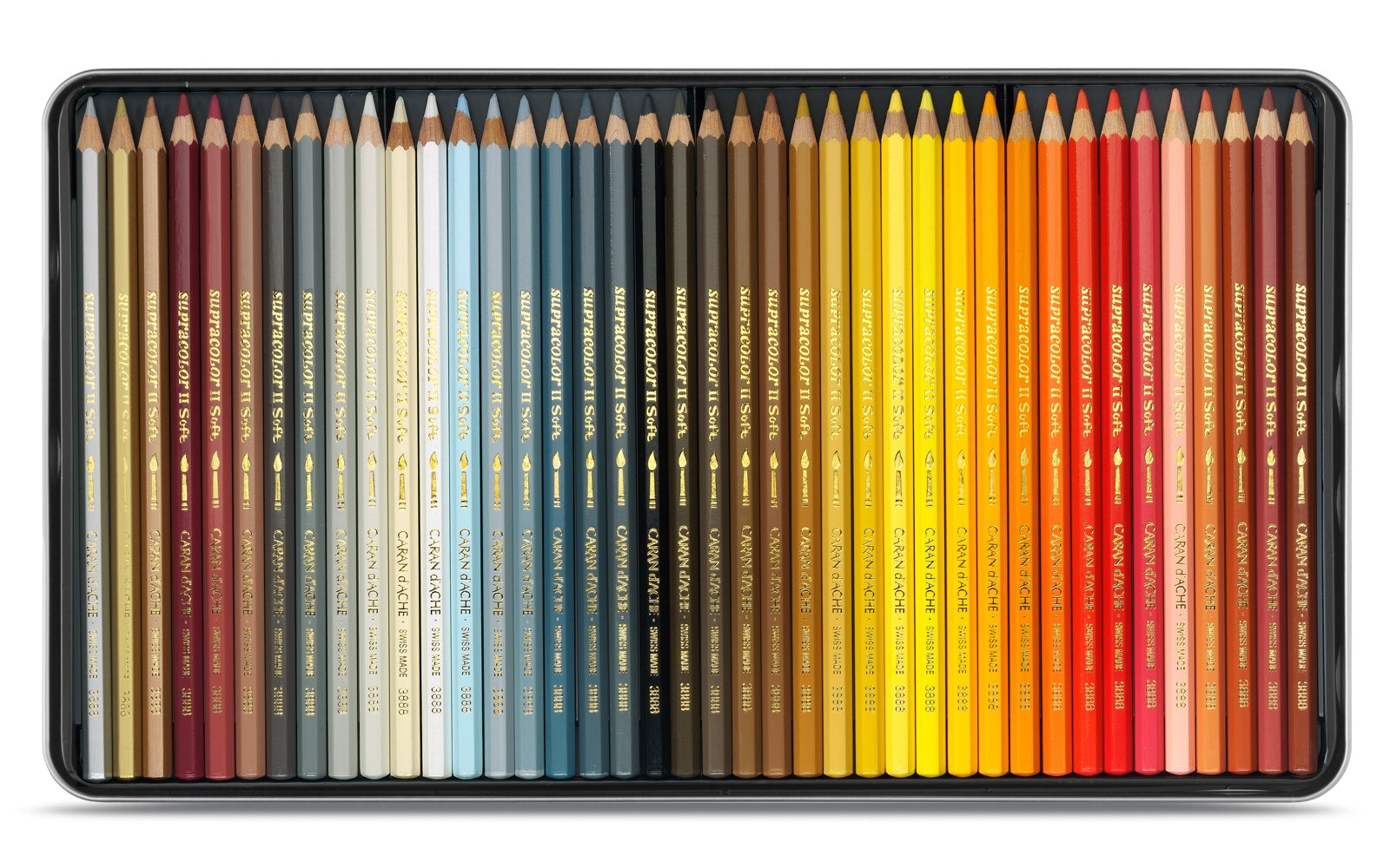 Caran d-Ache Caran d'Ache Aquarellfarbstifte Supracolor Soft – 80 Farben, im Metalletui, Ø 3,8 mm, FSC