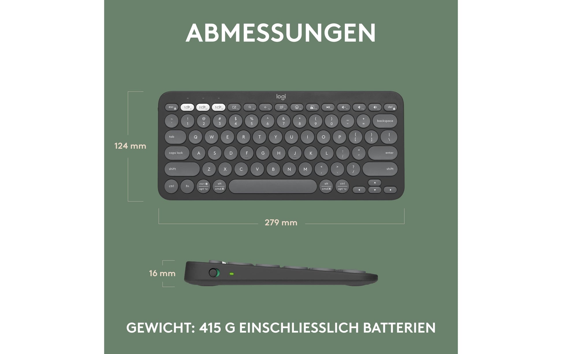 Logitech Pebble Keys 2 K380s – Tastatur, kabellos (Bluetooth), CH-Layout (DE-CH), Graphit