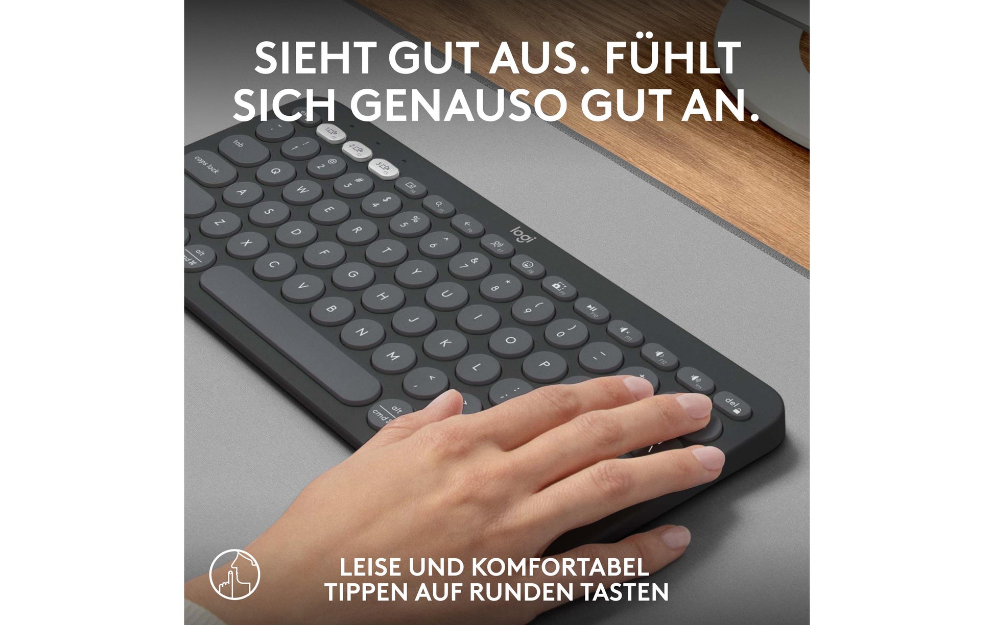 Logitech Pebble Keys 2 K380s – Tastatur, kabellos (Bluetooth), CH-Layout (DE-CH), Graphit