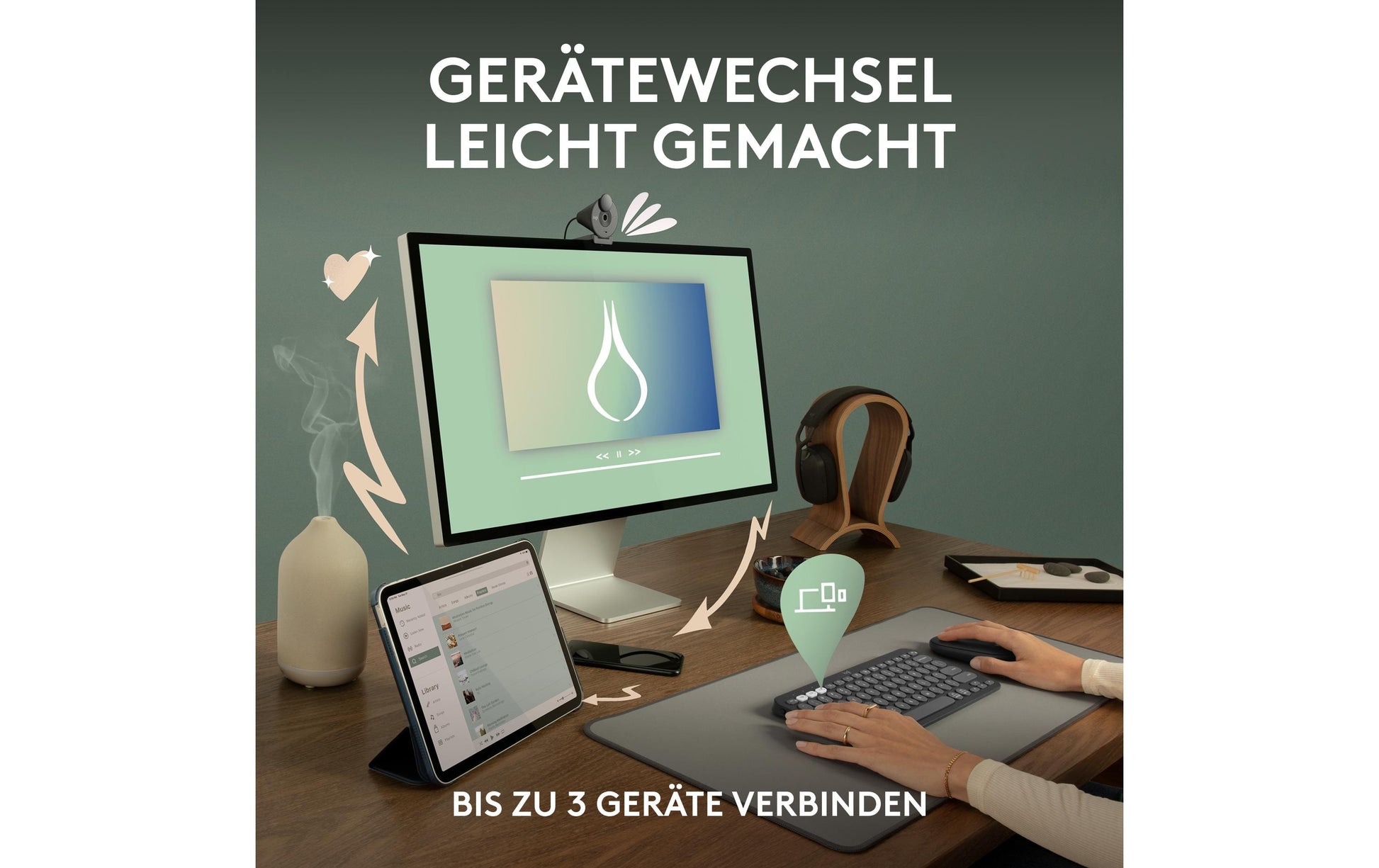 Logitech Pebble Keys 2 K380s – Tastatur, kabellos (Bluetooth), CH-Layout (DE-CH), Graphit