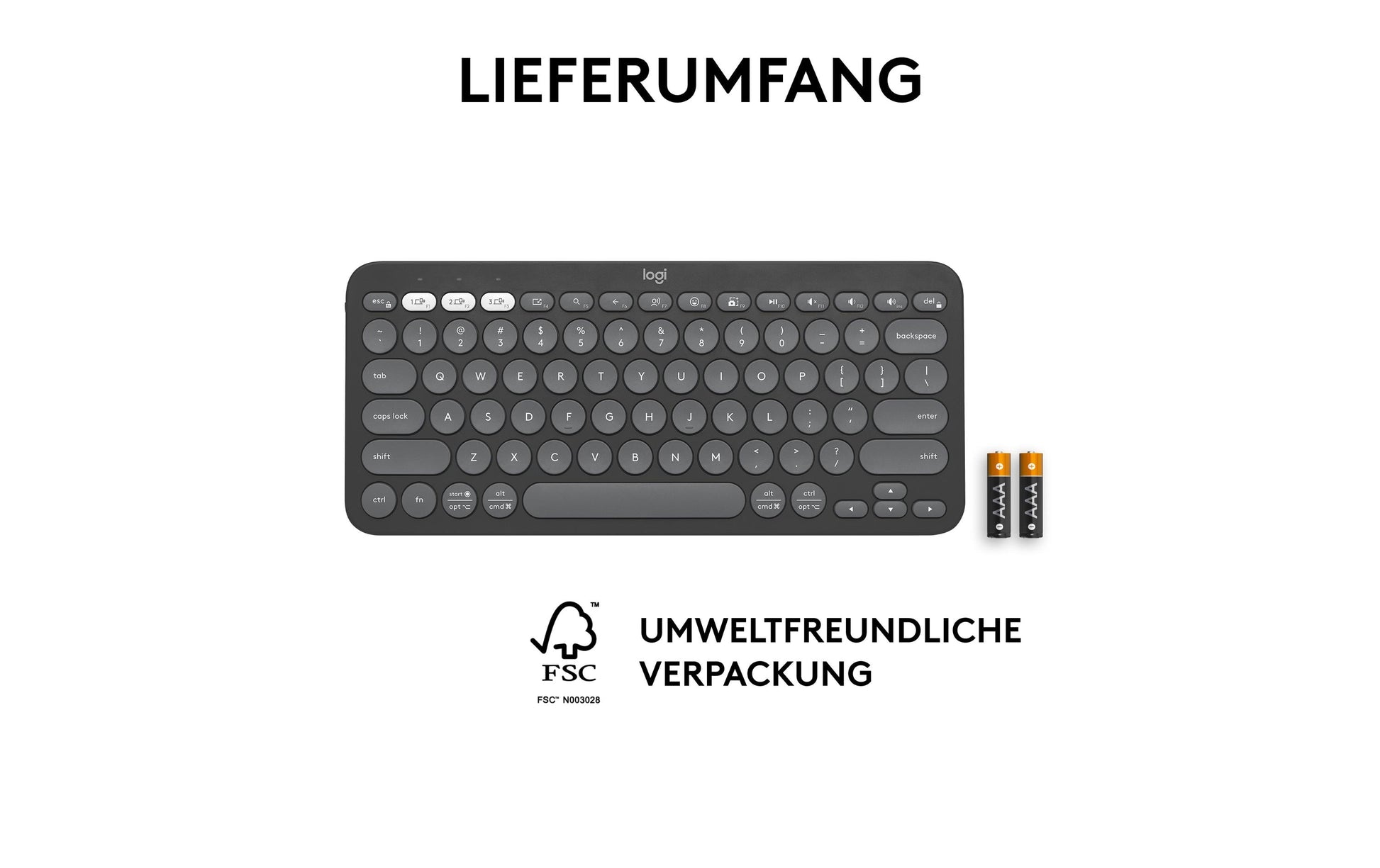 Logitech Pebble Keys 2 K380s – Tastatur, kabellos (Bluetooth), CH-Layout (DE-CH), Graphit