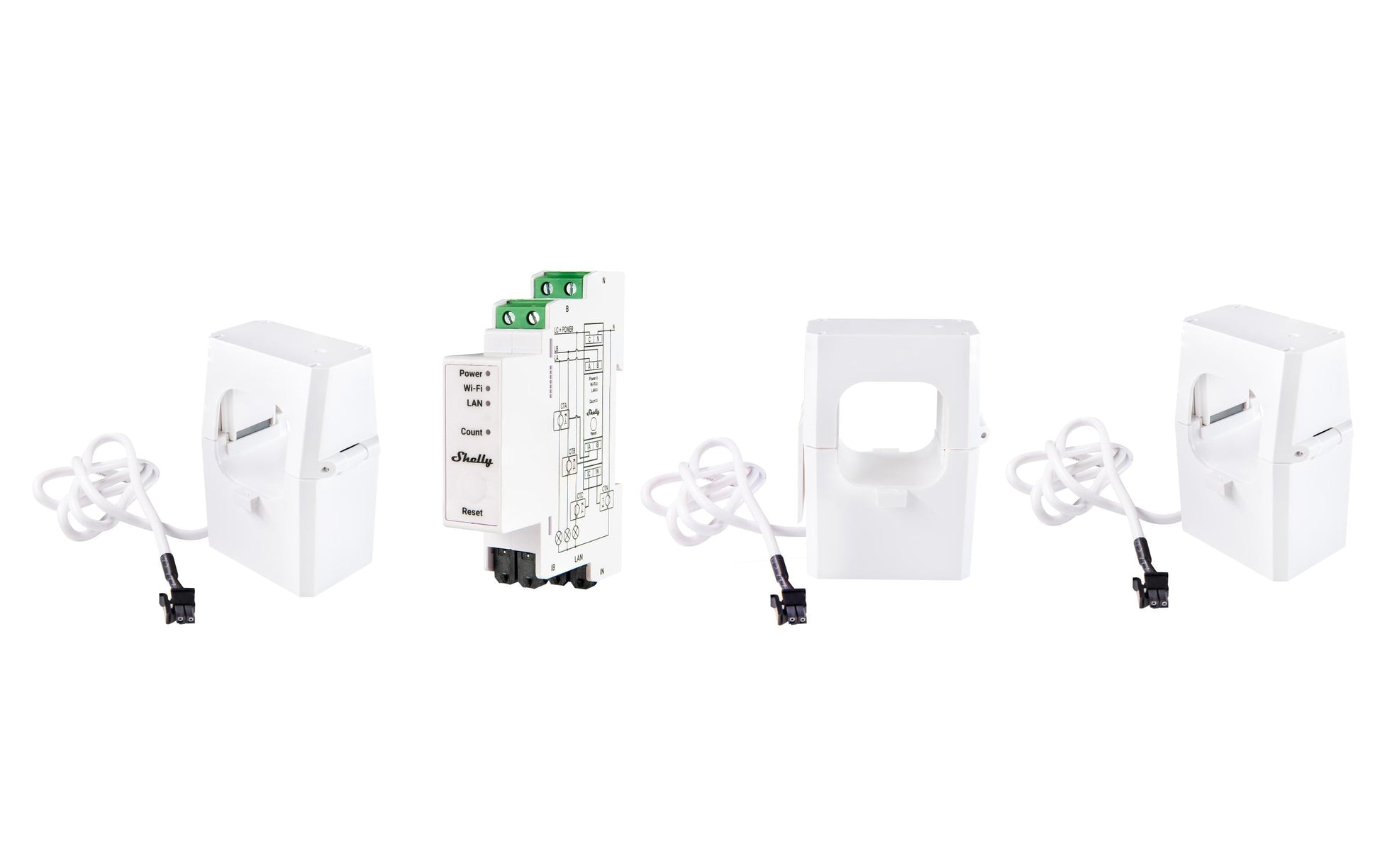 Shelly Pro 3EM – Energiemessgerät – 3‑phasig, WLAN/LAN/Bluetooth, DIN-Schiene, max. 400 A