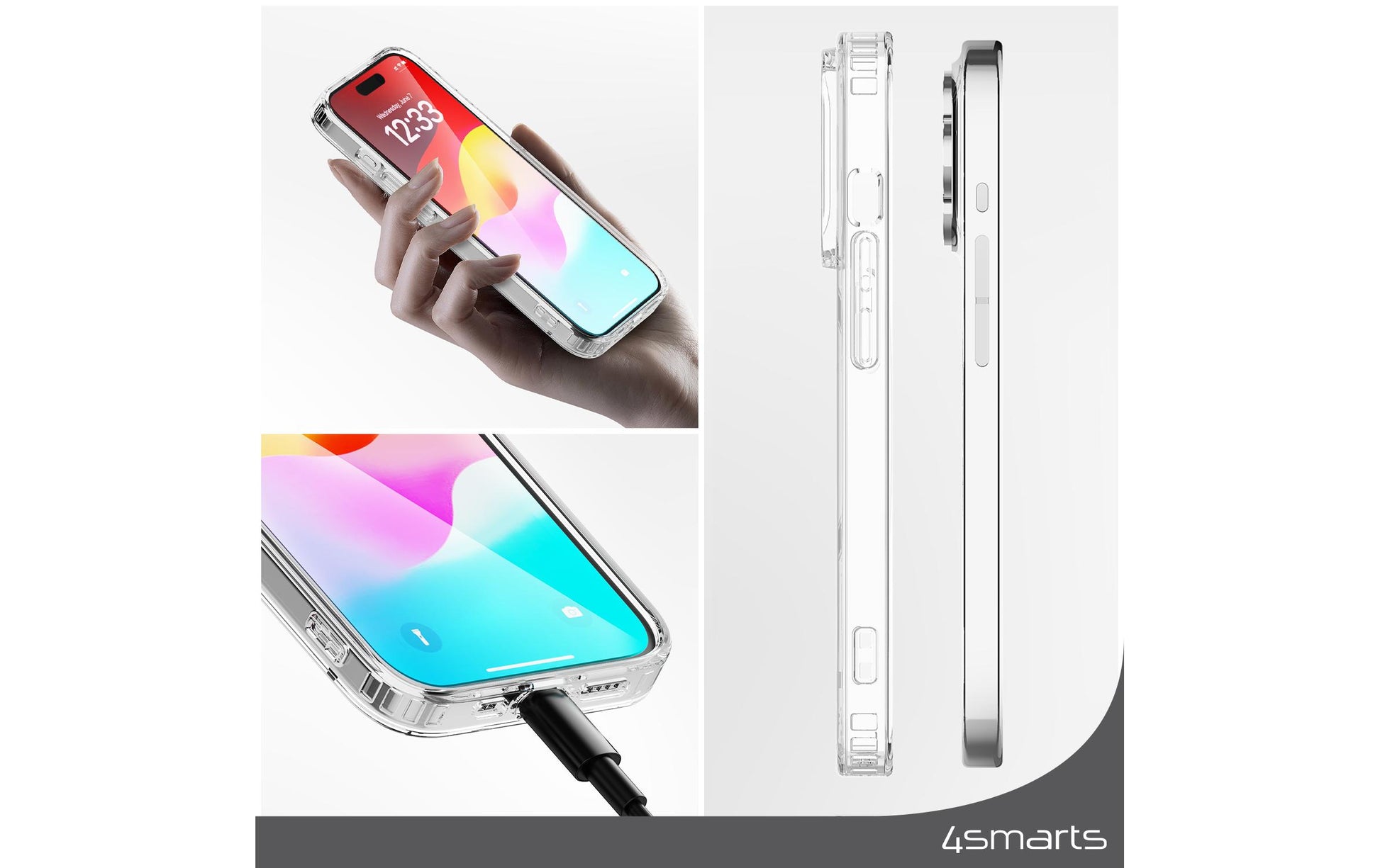 4smarts 360° Protection Set Folio – für Apple iPhone 15 Plus, MagSafe, PC+TPU, Transparent, mit Displayschutz
