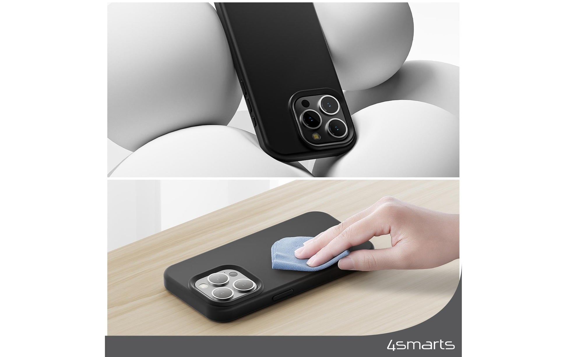 4smarts Silicone Cupertino Ultimag Backcover – für Apple iPhone 15, MagSafe, Mikrofaser+Silikon, Schwarz