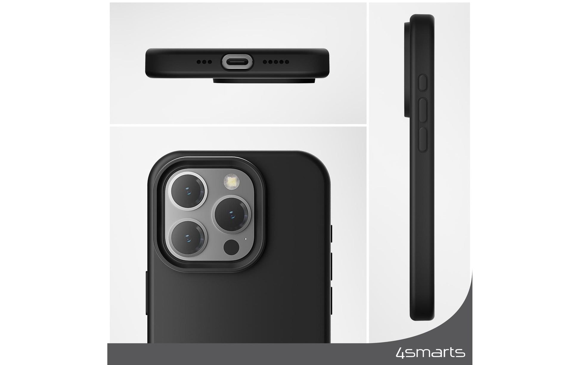 4smarts Silicone Cupertino Ultimag Backcover – für Apple iPhone 15, MagSafe, Mikrofaser+Silikon, Schwarz