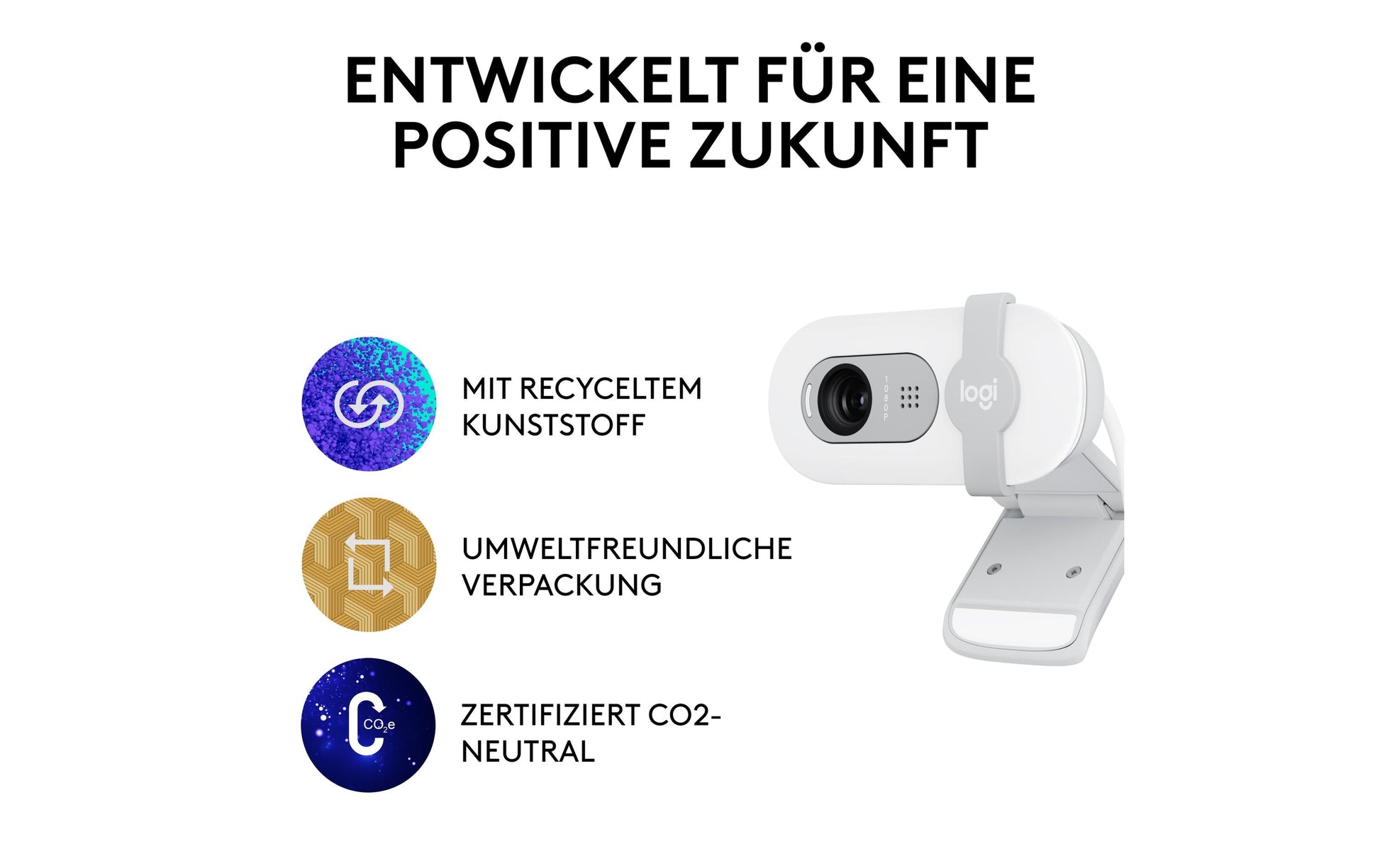 Logitech Brio 100 – Webcam – Full HD 1080p, USB, Off-White