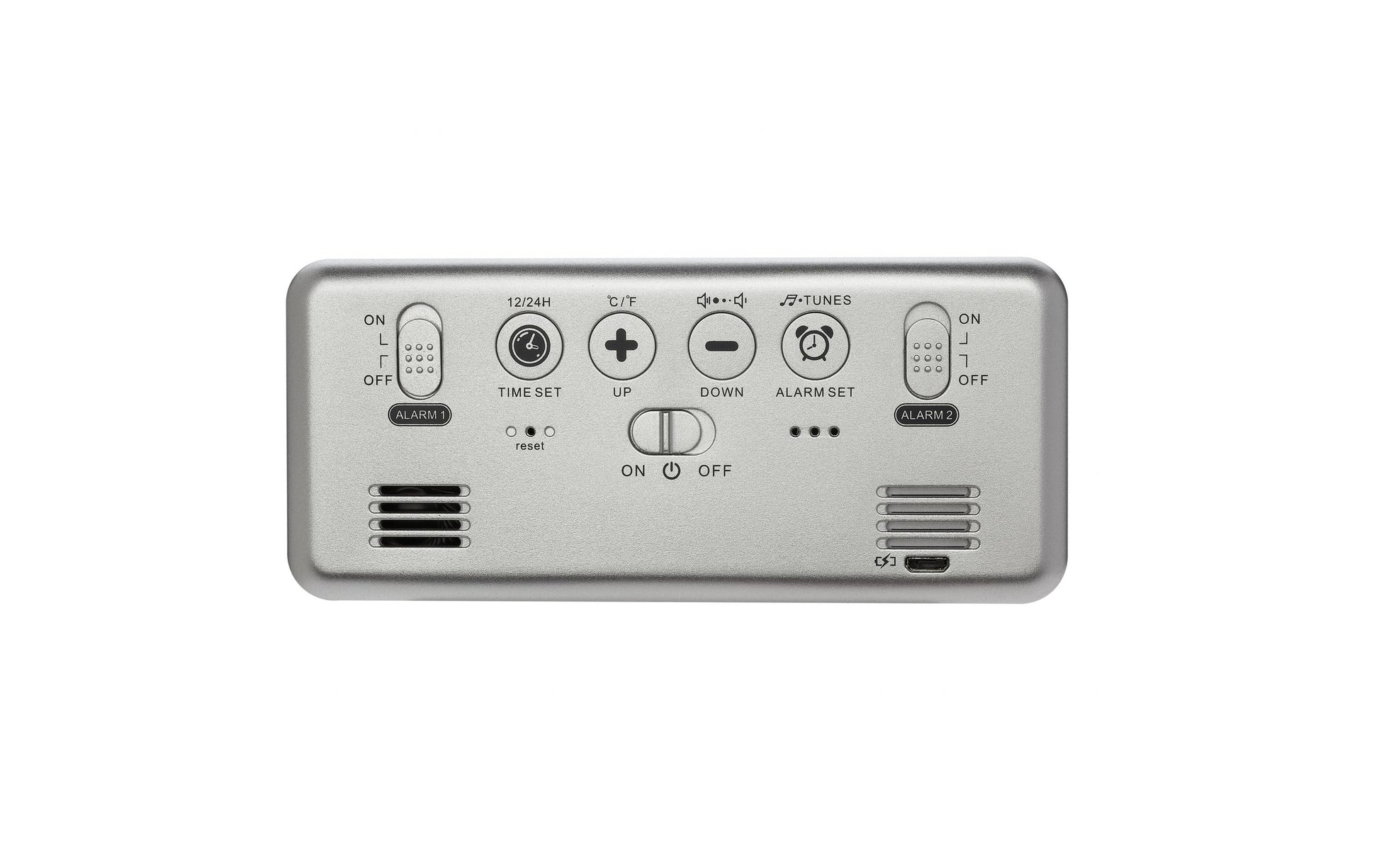 TFA-Dostmann TFA Dostmann Digitalwecker – Snooze, Thermometer, USB, 14,5 × 6,5 × 3,2 cm, Silber