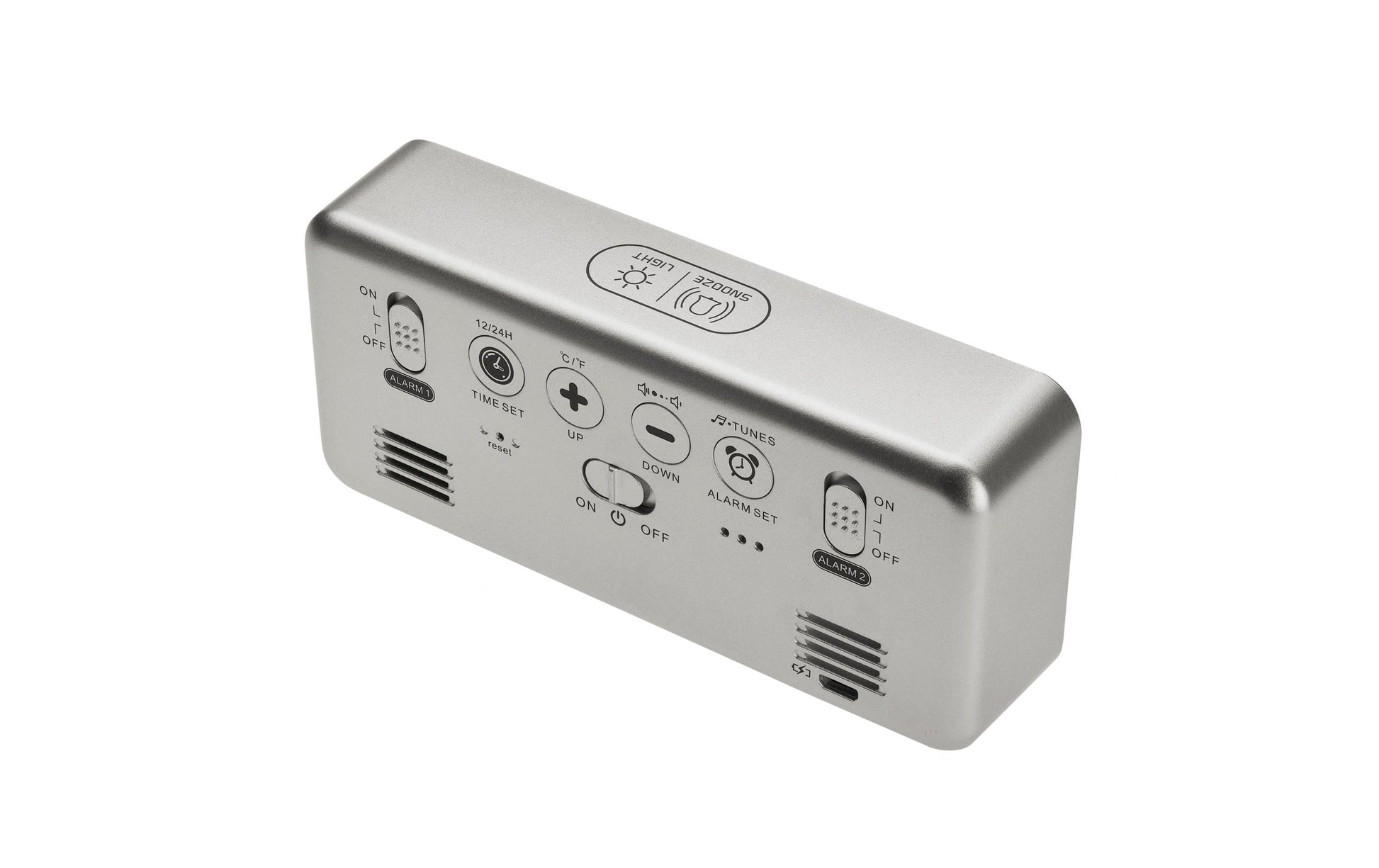 TFA-Dostmann TFA Dostmann Digitalwecker – Snooze, Thermometer, USB, 14,5 × 6,5 × 3,2 cm, Silber