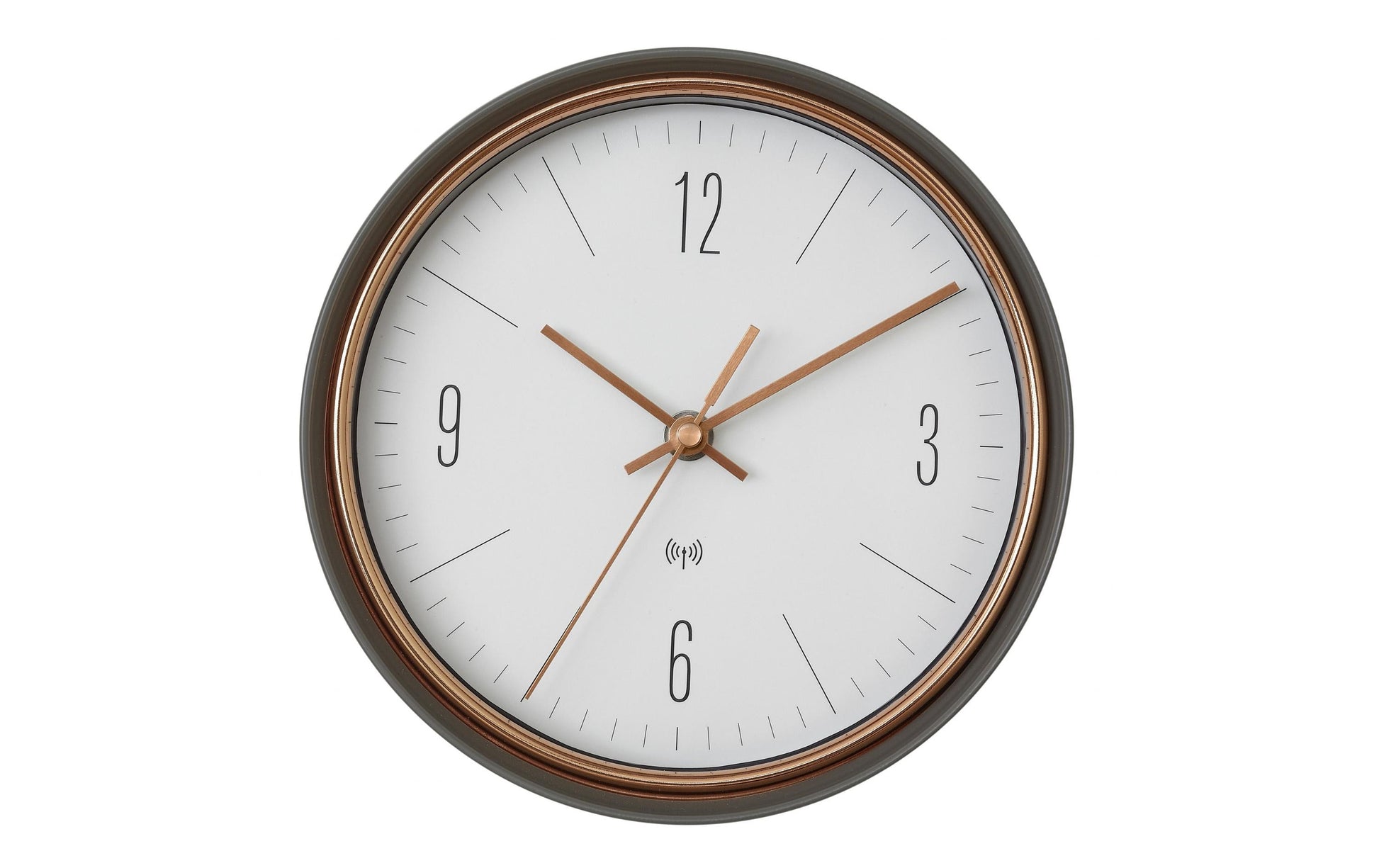 TFA-Dostmann TFA Dostmann Wanduhr – Funk, analog, Ø 22,3 cm, schwarz/kupfer, Metall/Glas