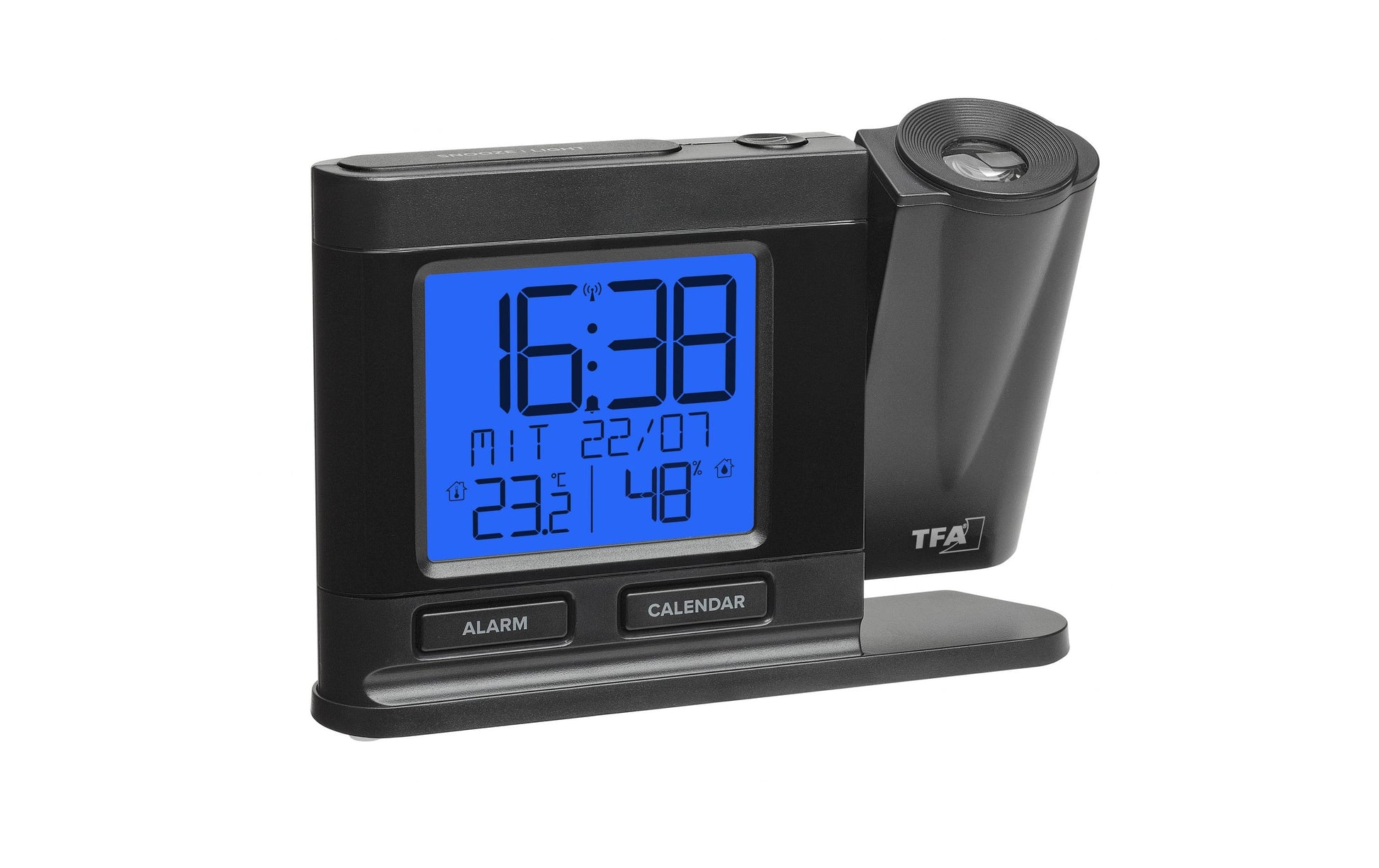 TFA-Dostmann TFA Dostmann Projektionswecker – Funk, Thermometer, 14,9 × 10,4 × 3,8 cm, Schwarz