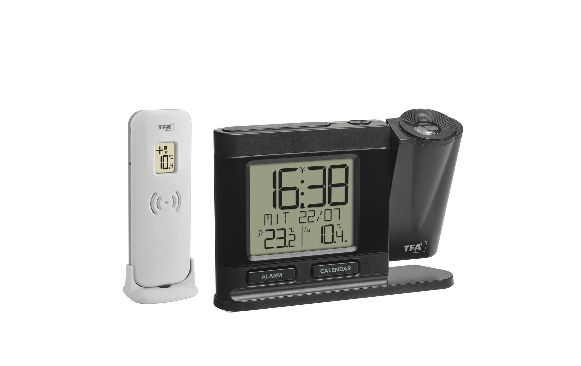 TFA-Dostmann TFA Dostmann 60.5018 Projektionswecker – Funk, Thermometer, 14,9 × 10,4 × 3,8 cm, Schwarz