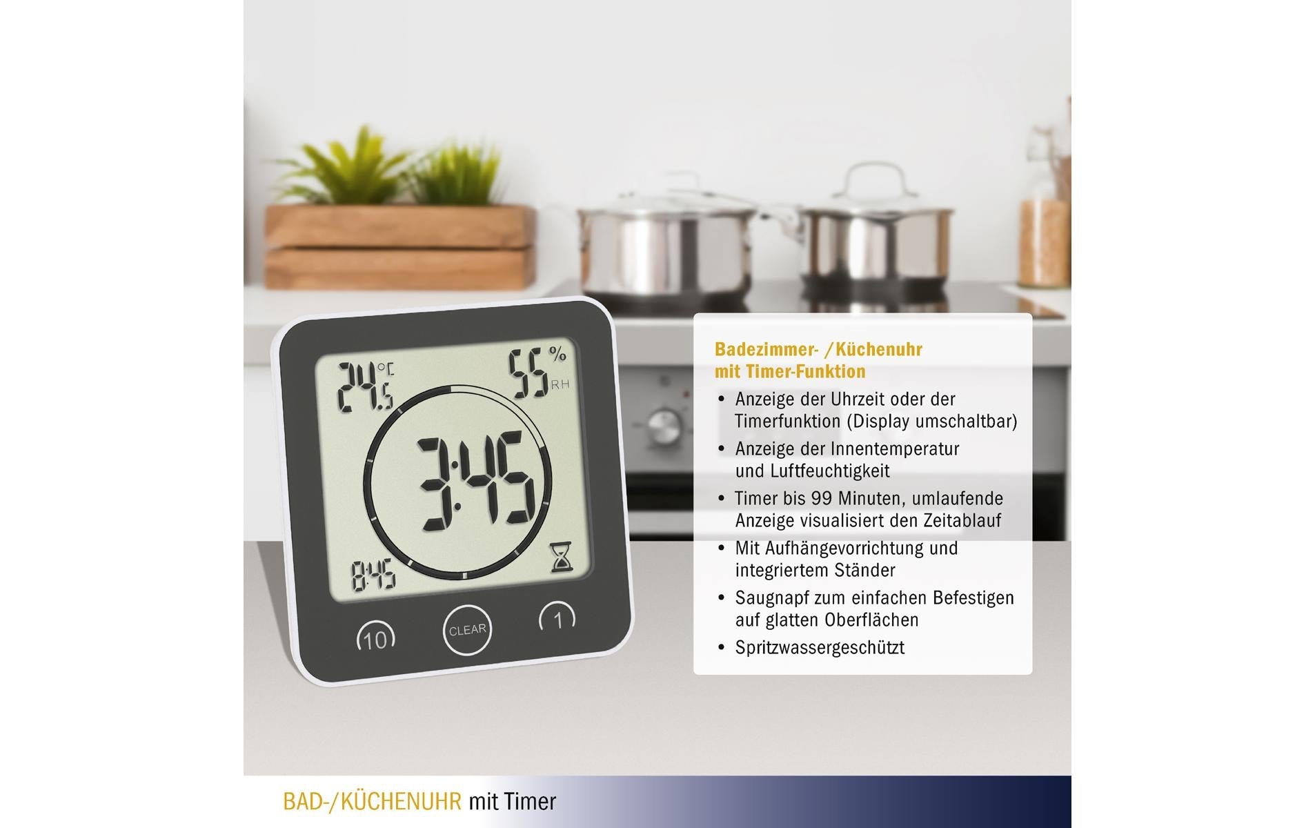 TFA-Dostmann TFA Dostmann Timer – Zeitmesser 99 Min, lautlos, 10,6 × 10,9 × 4,1 cm, weiss, Kunststoff