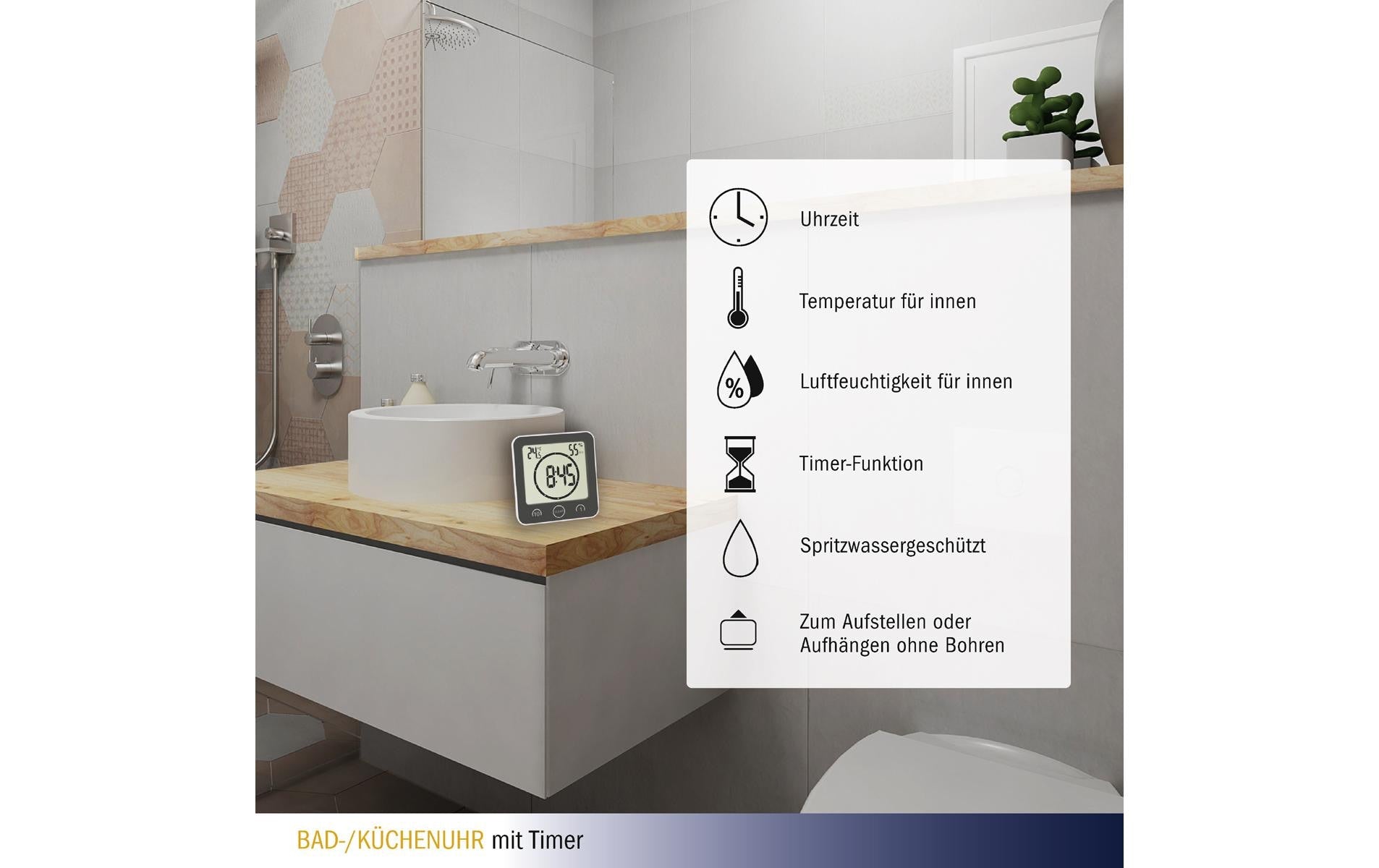 TFA-Dostmann TFA Dostmann Timer – Zeitmesser 99 Min, lautlos, 10,6 × 10,9 × 4,1 cm, weiss, Kunststoff