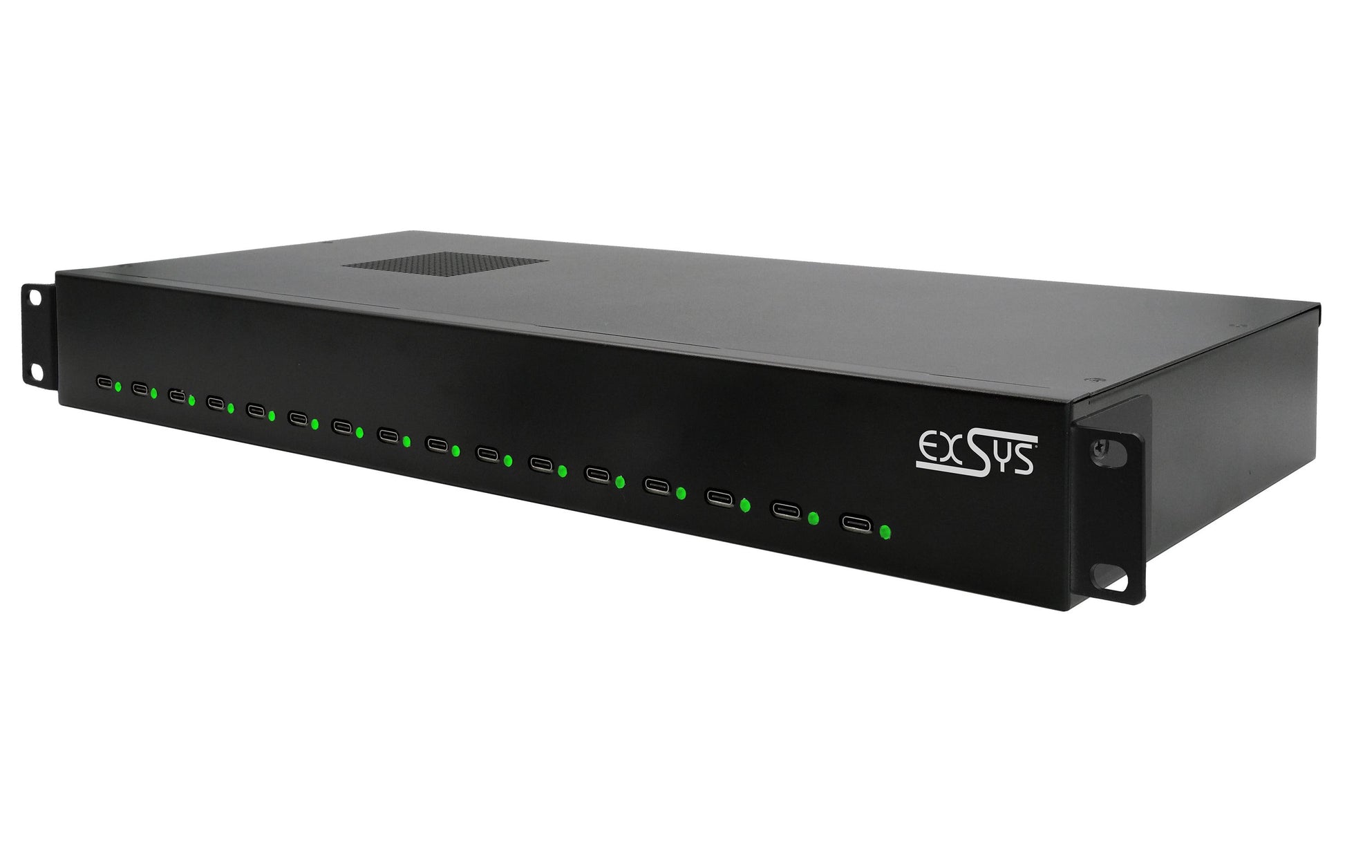 EXSYS EX-11016 USB-Desktop-Ladegerät 480 W – PD 3.0, QC 3.0 – Rack – USB-C×16 – für Android, iOS – Schwarz