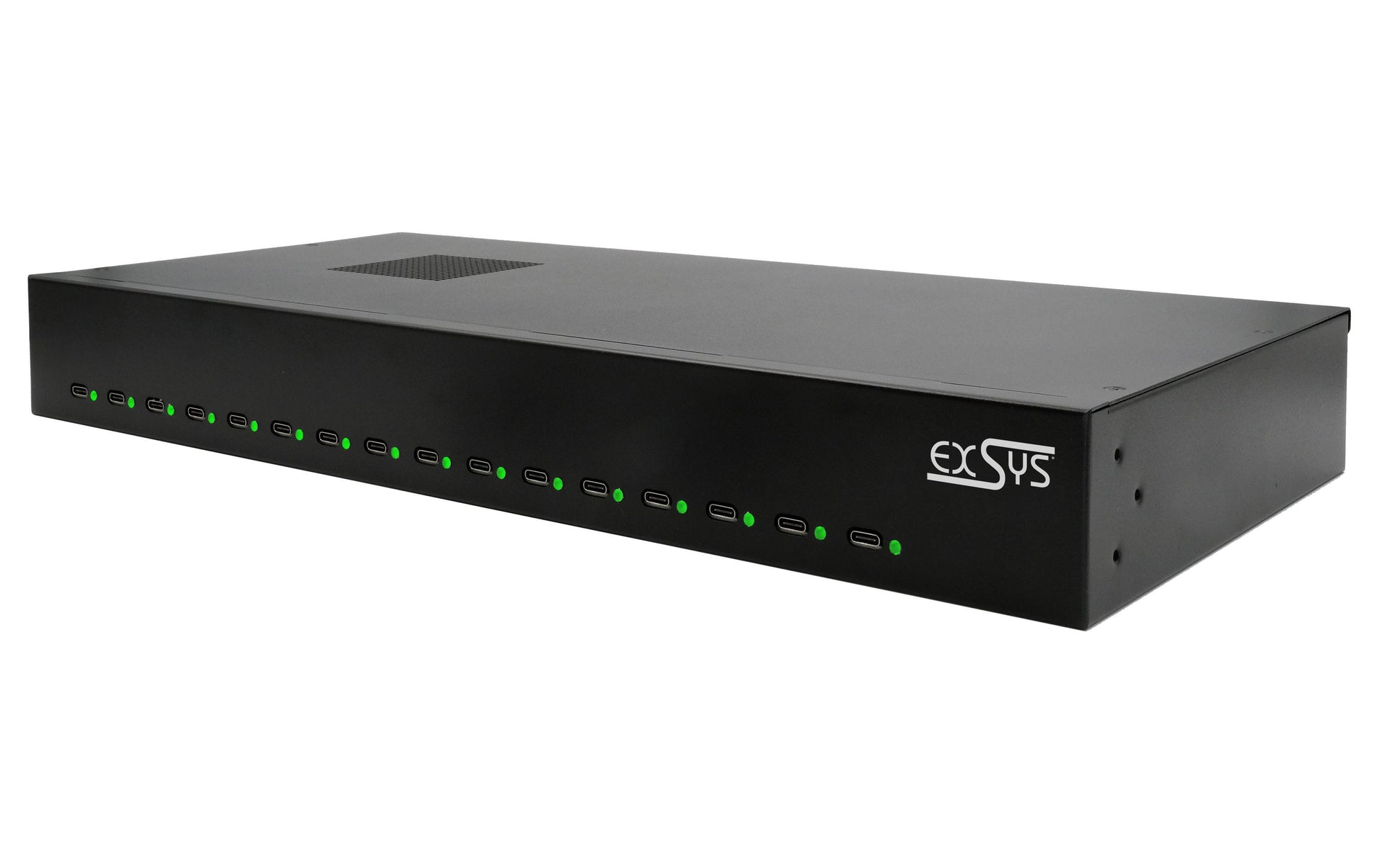 EXSYS EX-11016 USB-Desktop-Ladegerät 480 W – PD 3.0, QC 3.0 – Rack – USB-C×16 – für Android, iOS – Schwarz