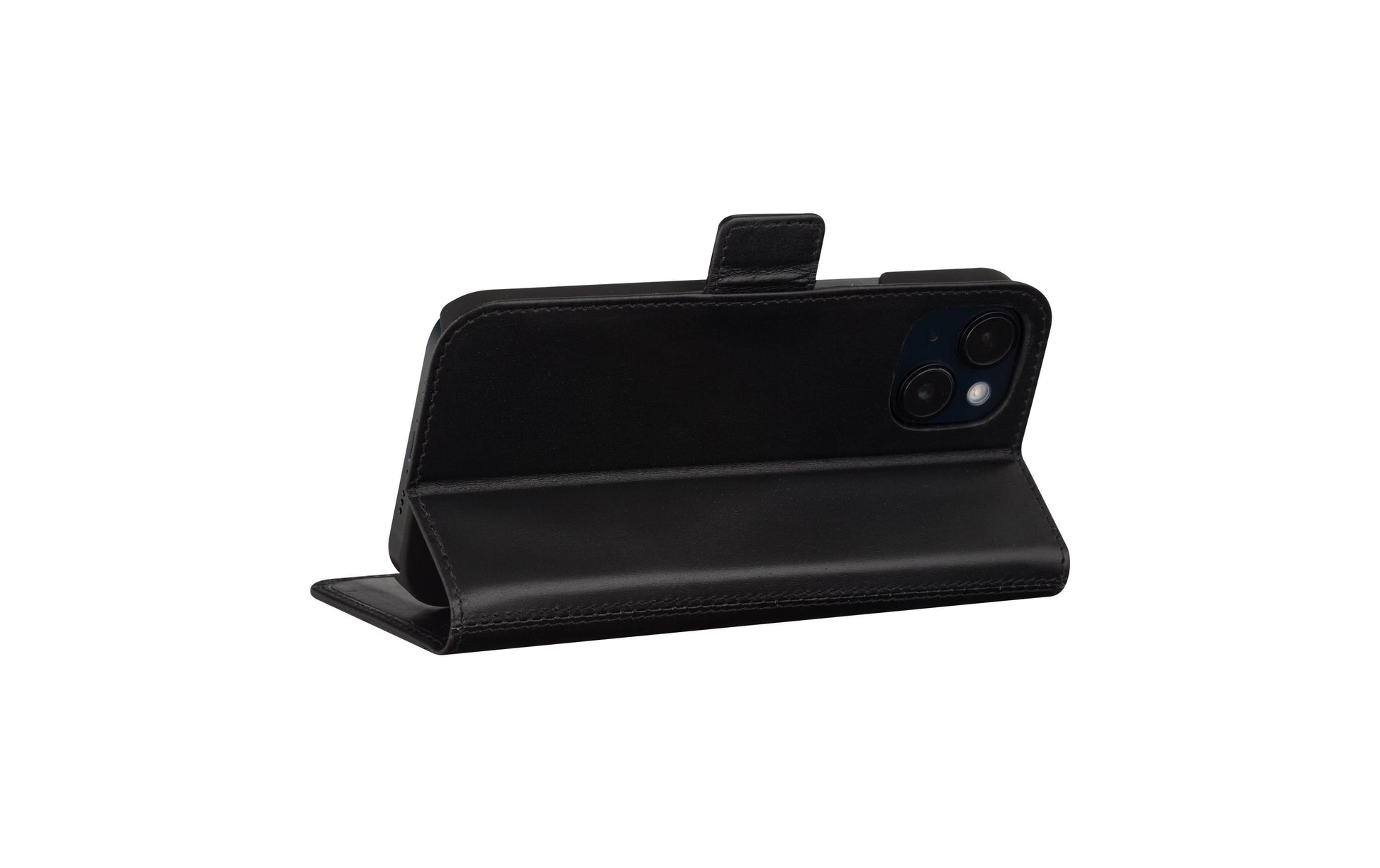 dbramante1928 Copenhagen Wallethülle – für Apple iPhone 15 Plus, mit Ständer, 3 Kartenfächer, Leder, schwarz